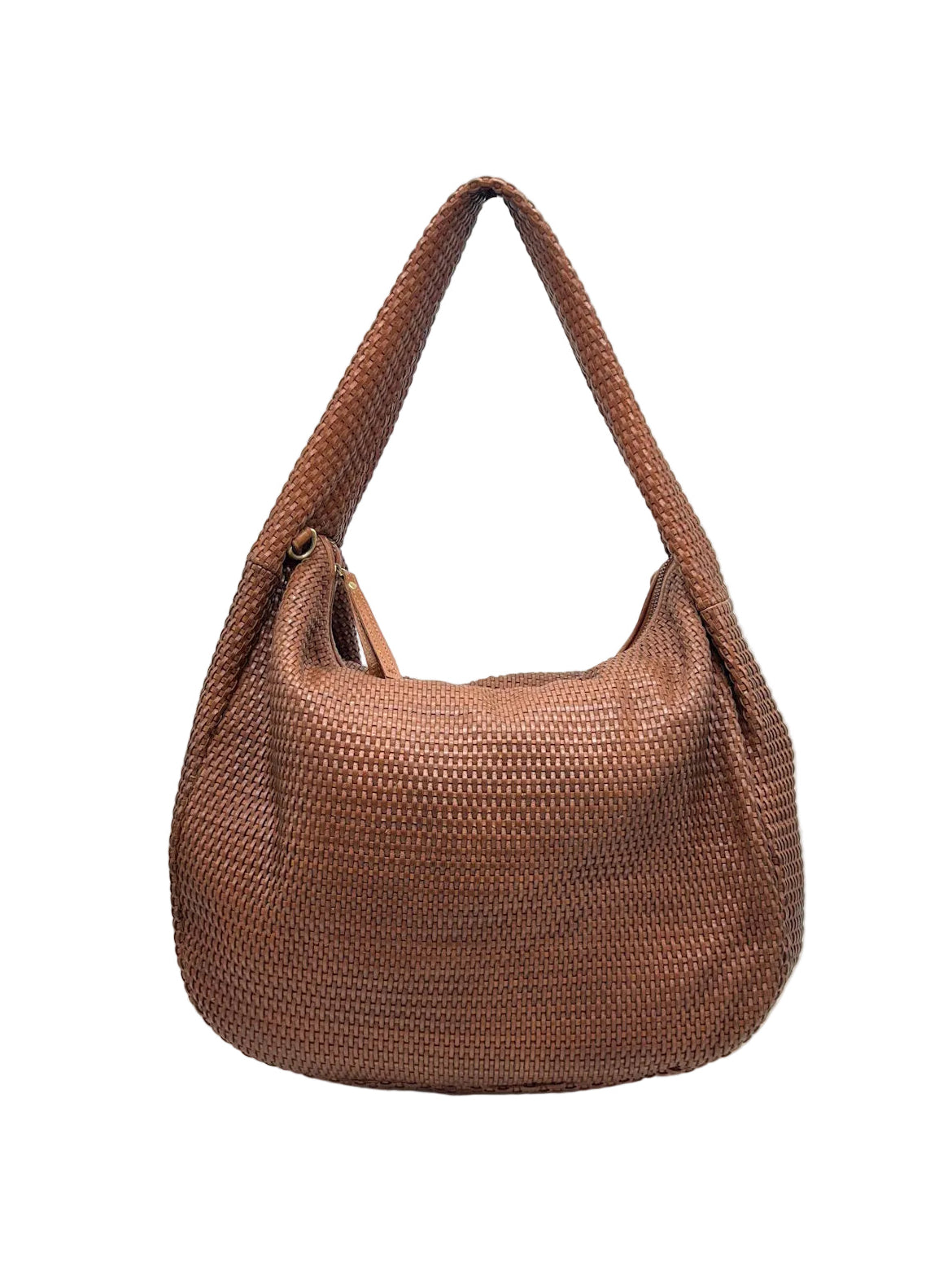 Genuine Leather Woven Hobo Shoulder Bag with Detachable Strap, Made in Italy, art. 2076-B