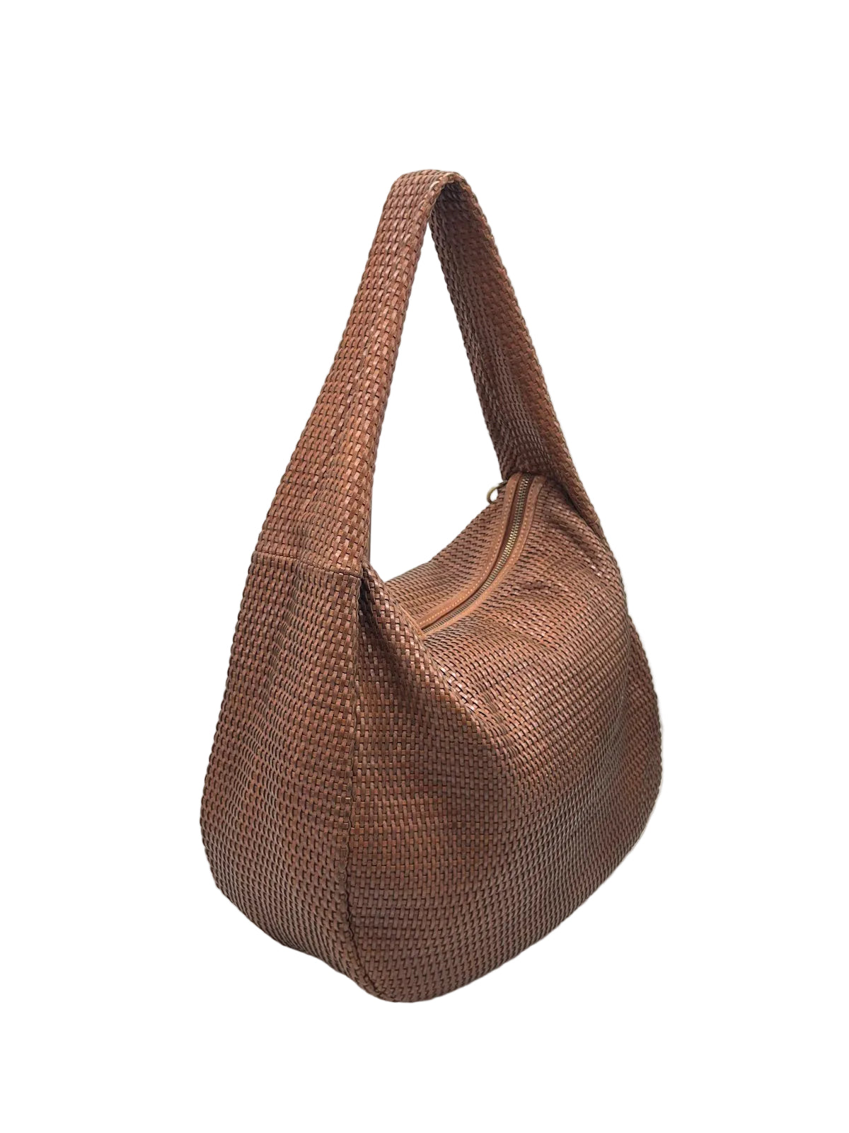 Genuine Leather Woven Hobo Shoulder Bag with Detachable Strap, Made in Italy, art. 2076-B