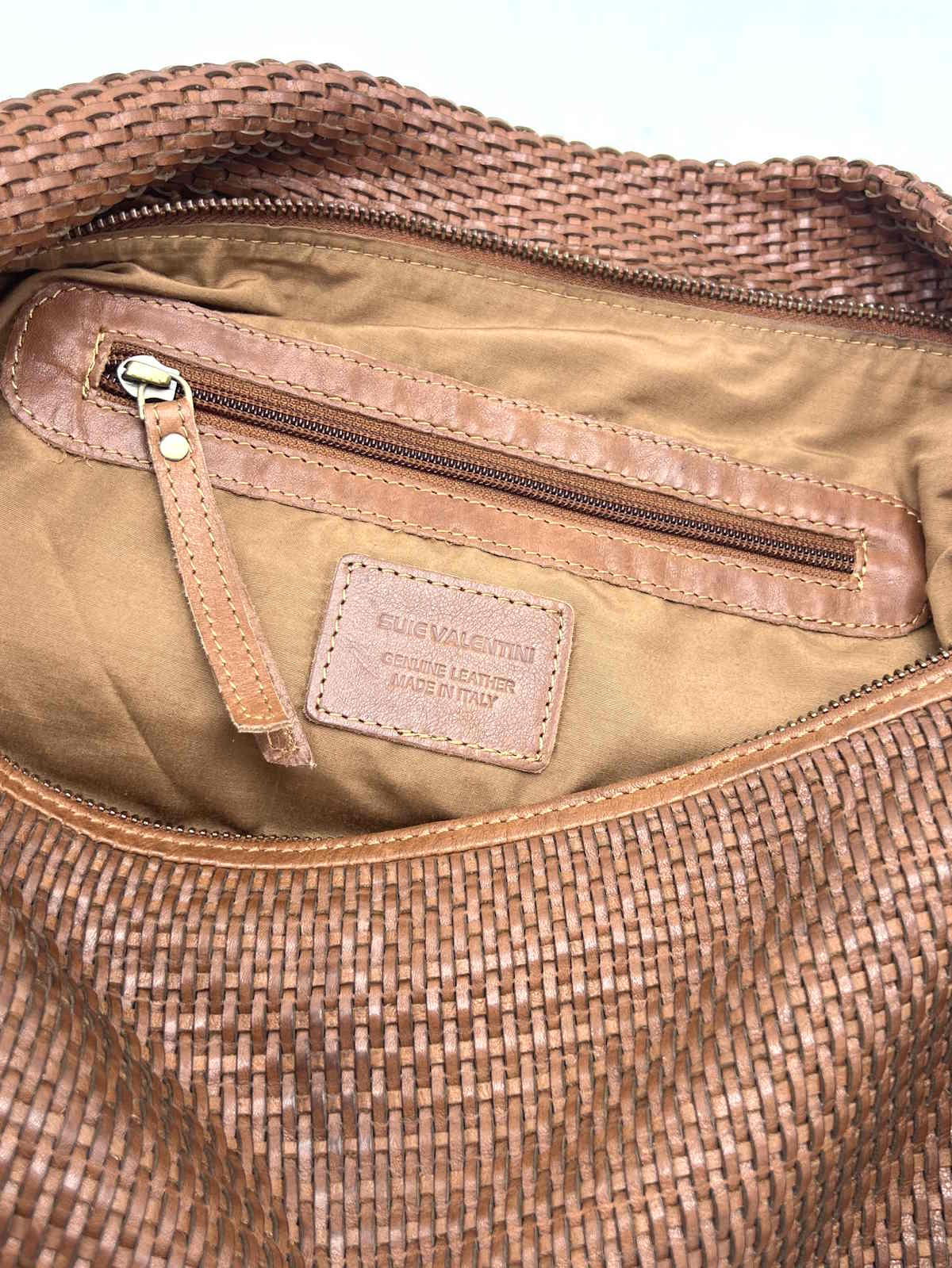 Genuine Leather Woven Hobo Shoulder Bag with Detachable Strap, Made in Italy, art. 2076-B