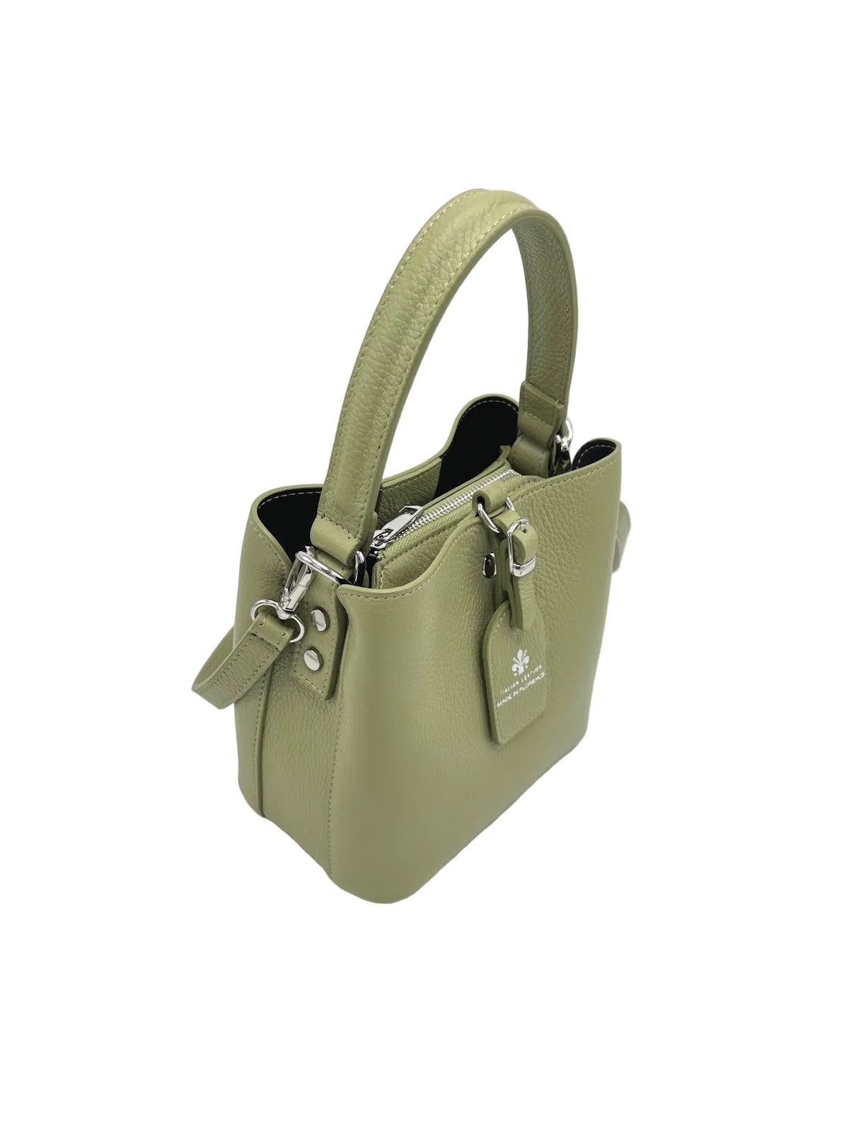 Genuine Leather Top Handle Bucket Tote, Made in Italy, art. 112762