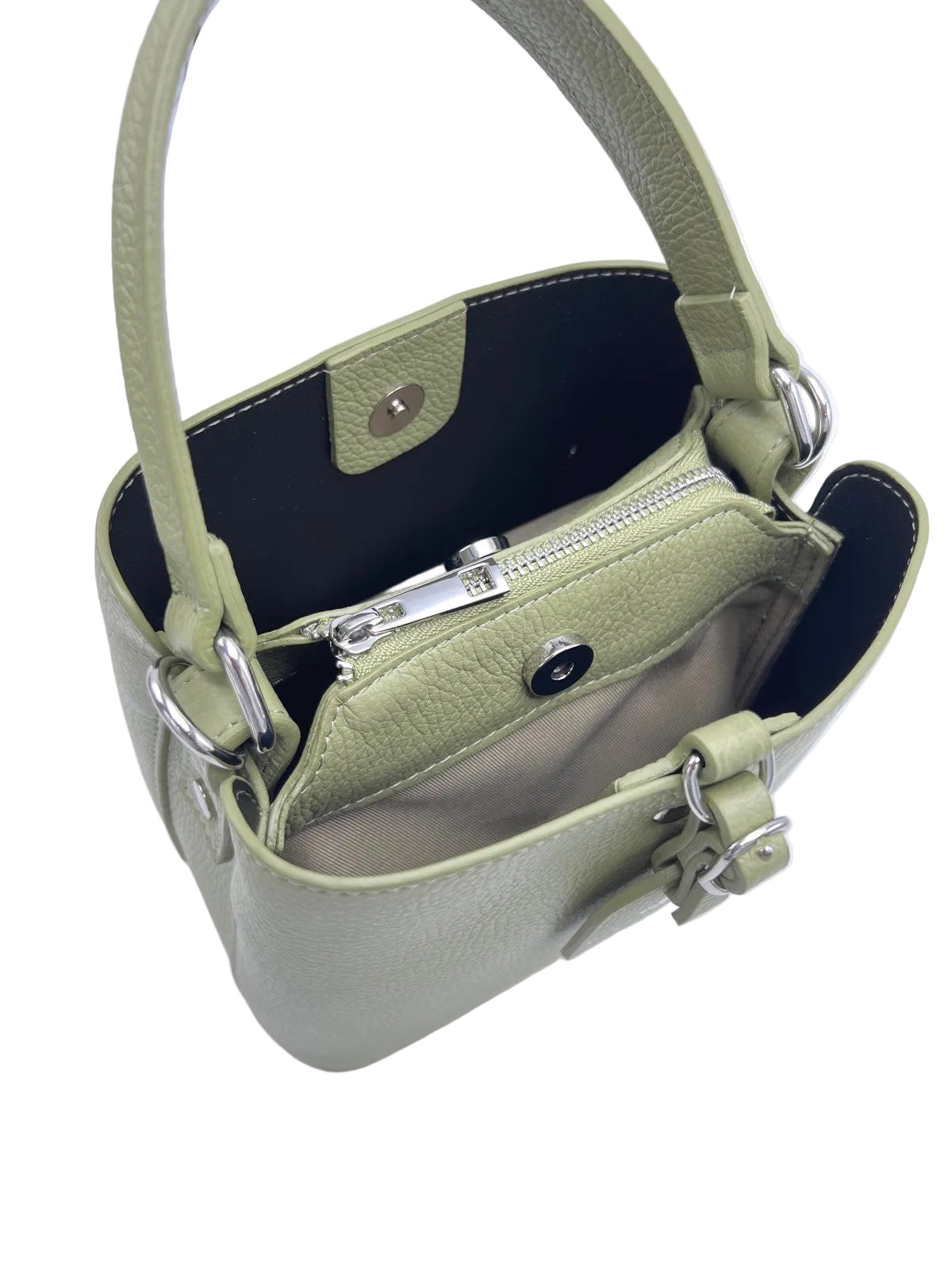 Genuine Leather Top Handle Bucket Tote, Made in Italy, art. 112762