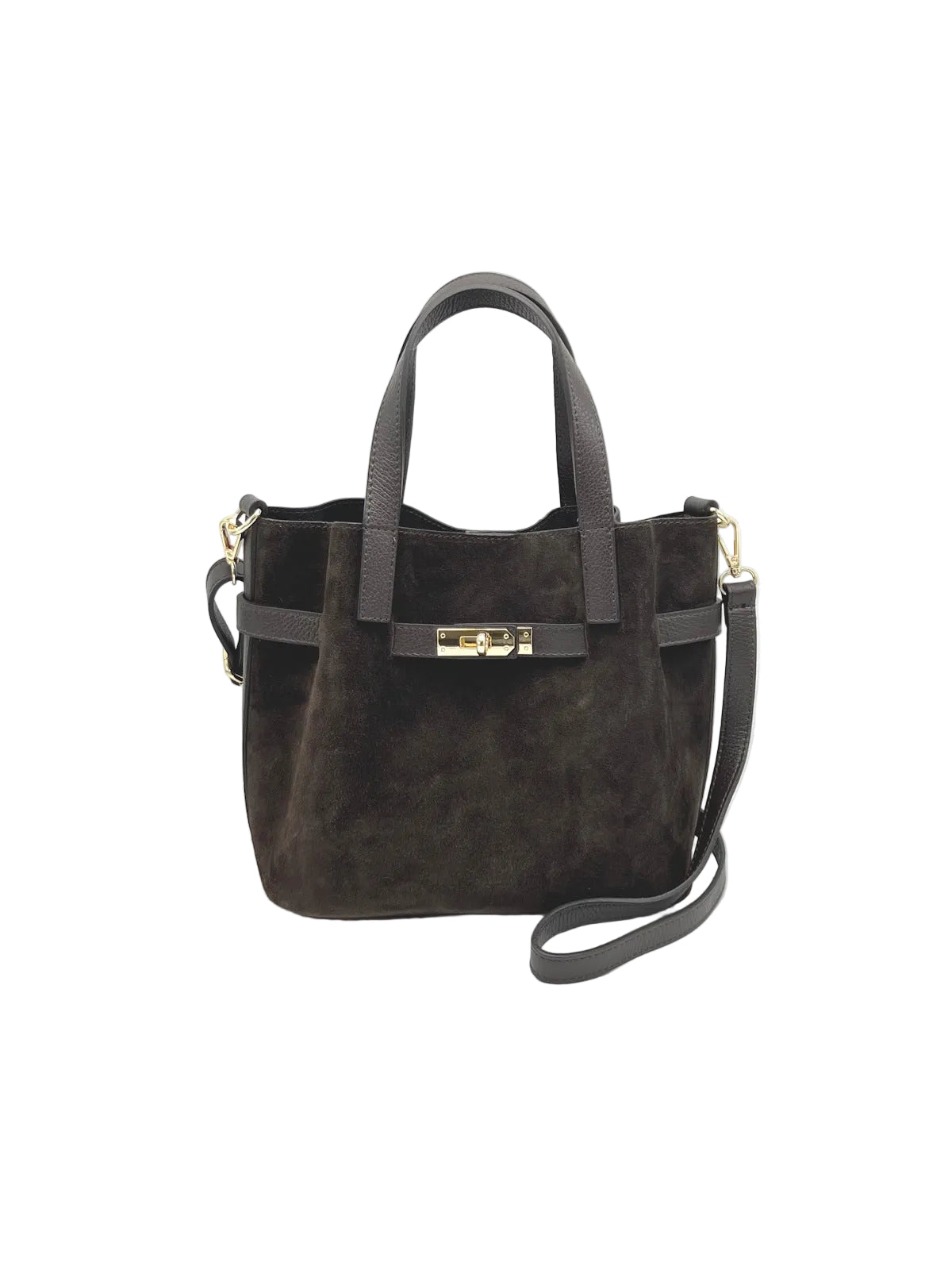 Suede and Genuine Leather shoulder bag with strap, Made in Italy, art. 112763