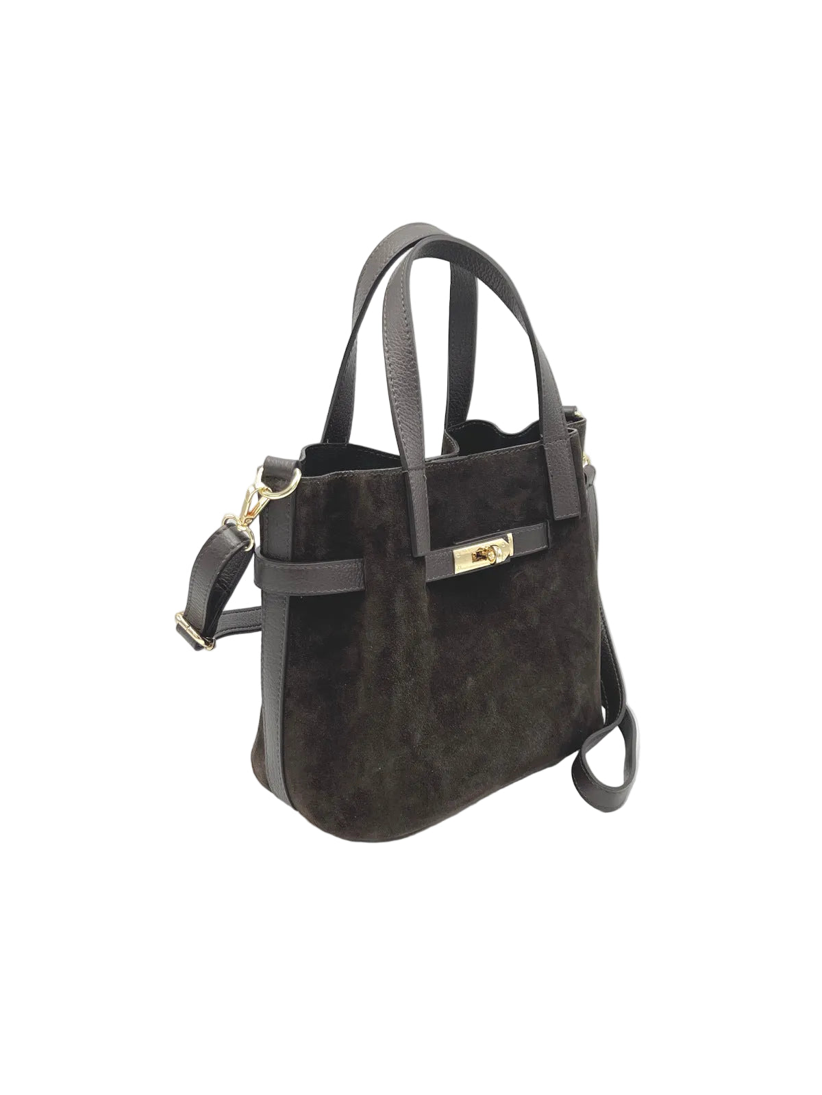 Suede and Genuine Leather shoulder bag with strap, Made in Italy, art. 112763