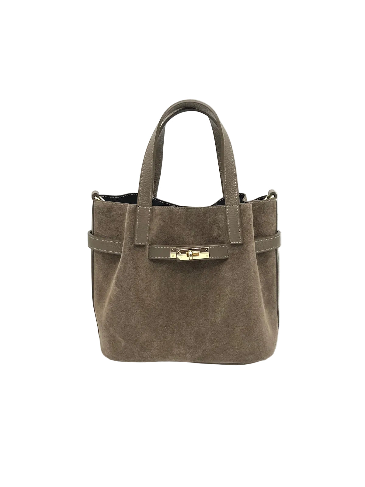 Suede and Genuine Leather shoulder bag with strap, Made in Italy, art. 112763