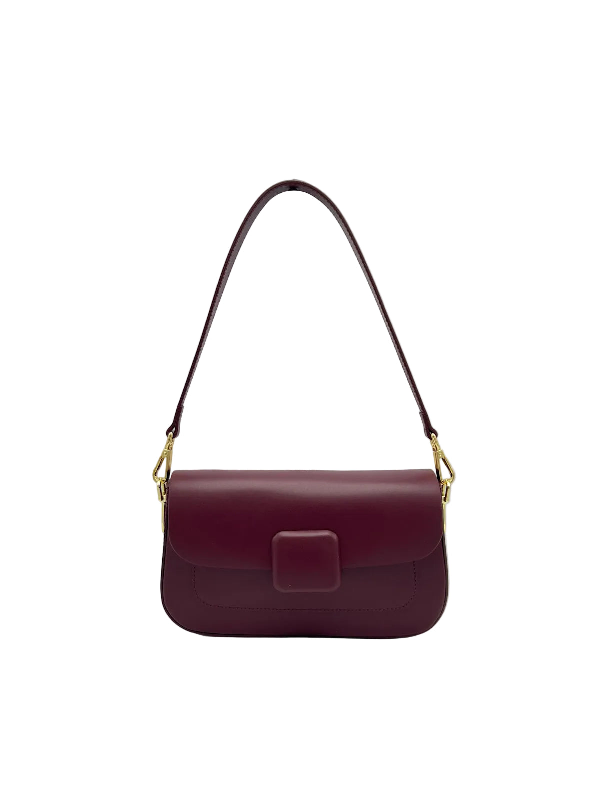 Genuine Leather Minimalist Baguette Shoulder Bag, Made in Italy, art. 112764