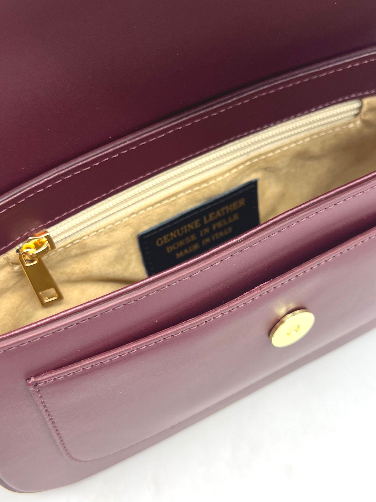 Genuine Leather Minimalist Baguette Shoulder Bag, Made in Italy, art. 112764