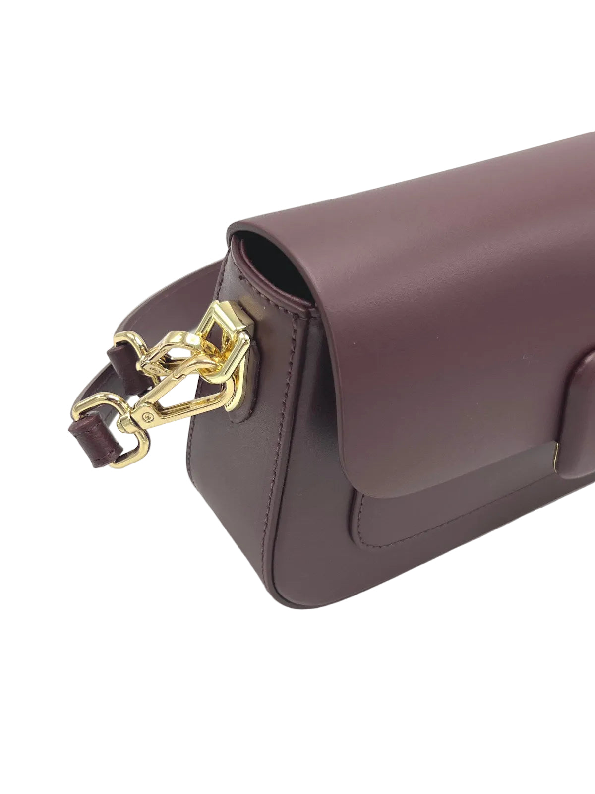 Genuine Leather Minimalist Baguette Shoulder Bag, Made in Italy, art. 112764