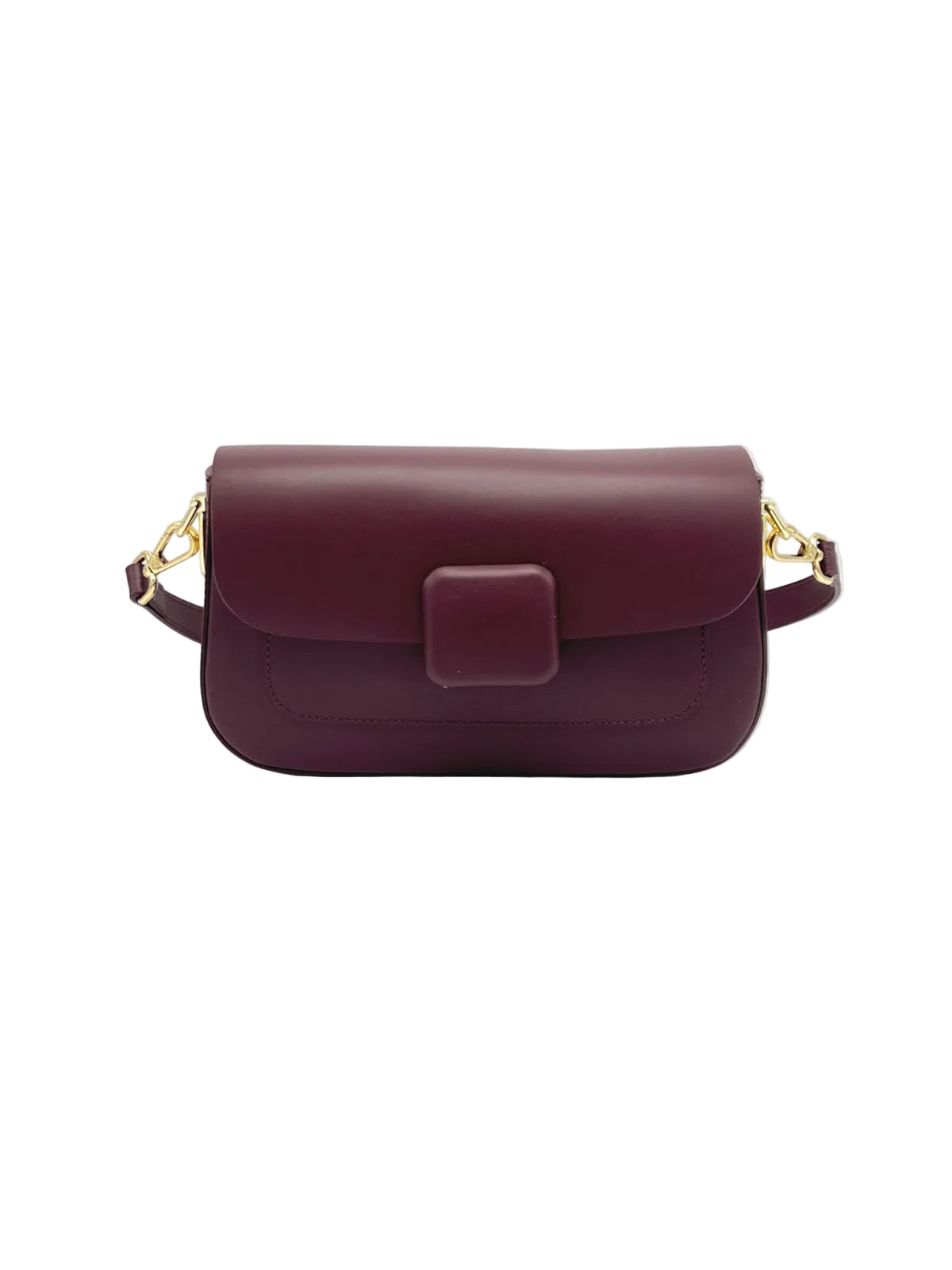 Genuine Leather Minimalist Baguette Shoulder Bag, Made in Italy, art. 112764