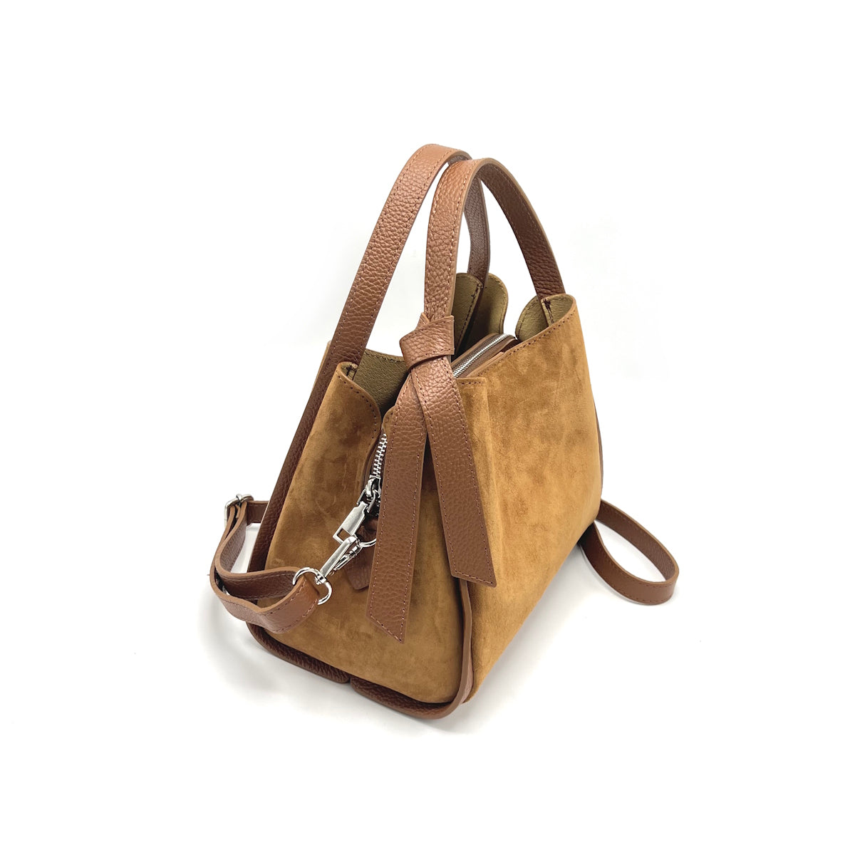 Borsa a mano in pelle scamosciata con tracolla, Made in Italy, art. 112638