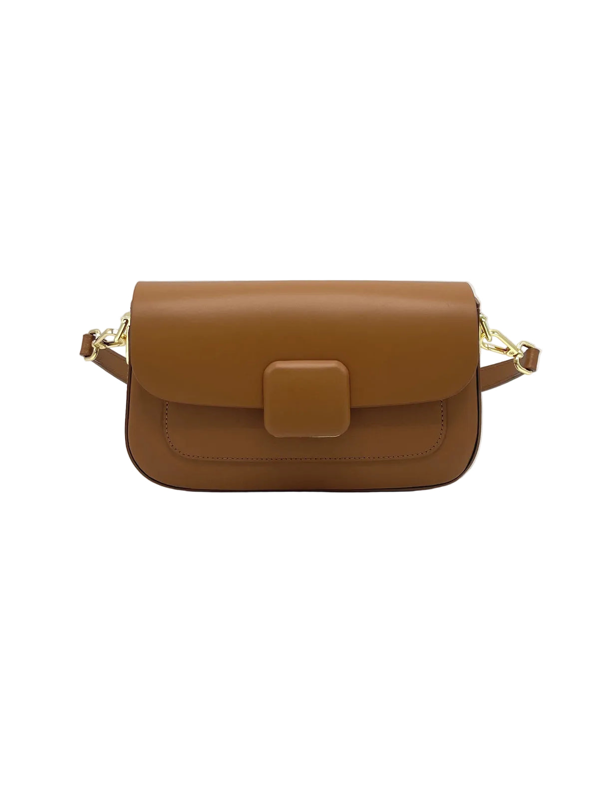 Genuine Leather Minimalist Baguette Shoulder Bag, Made in Italy, art. 112764