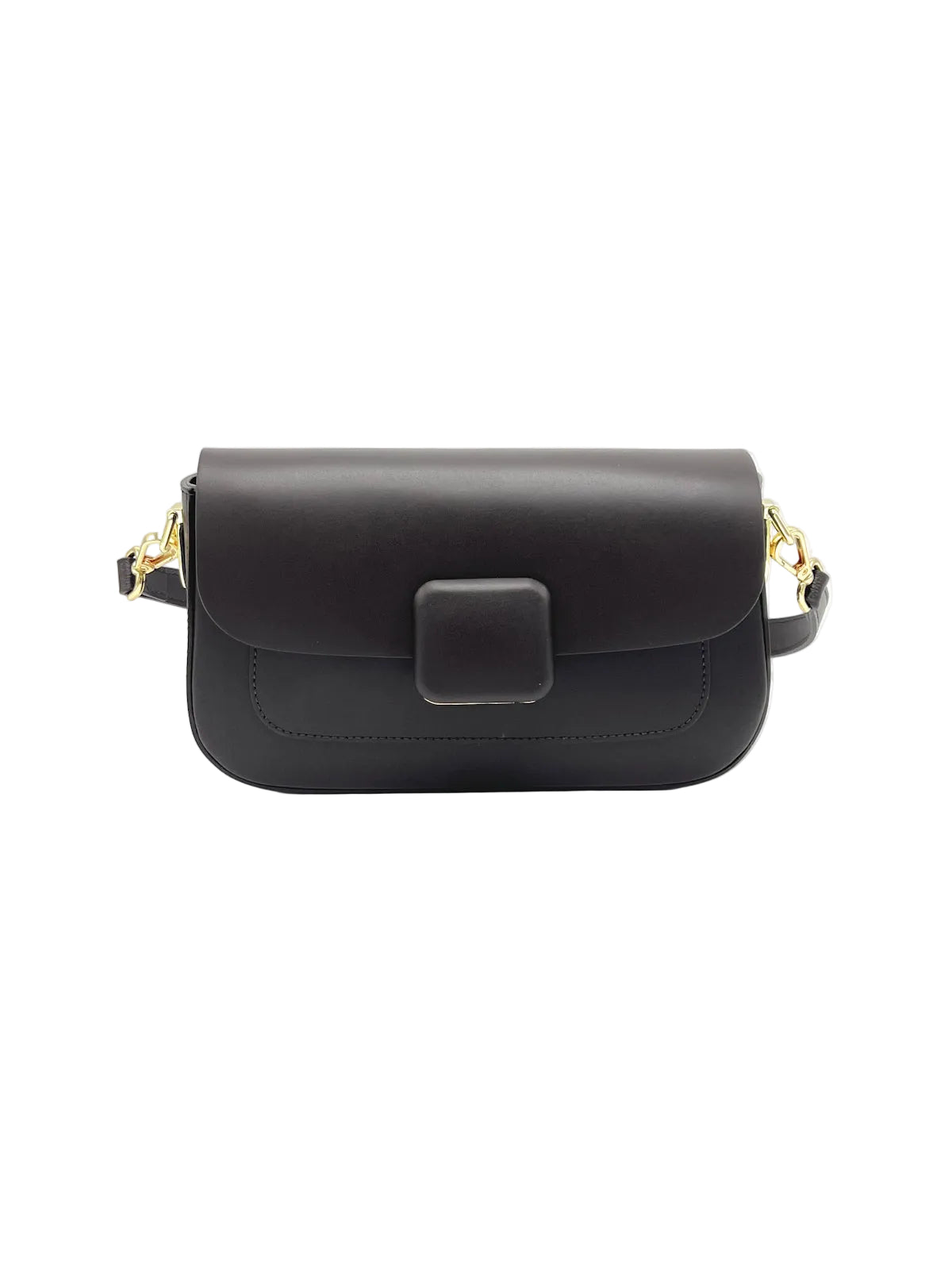 Genuine Leather Minimalist Baguette Shoulder Bag, Made in Italy, art. 112764