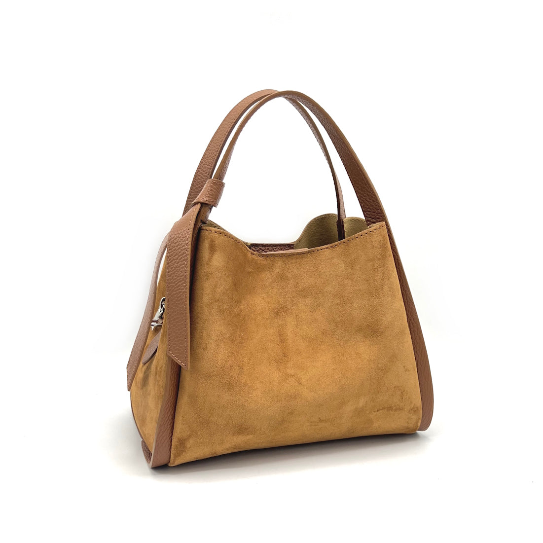 Borsa a mano in pelle scamosciata con tracolla, Made in Italy, art. 112638