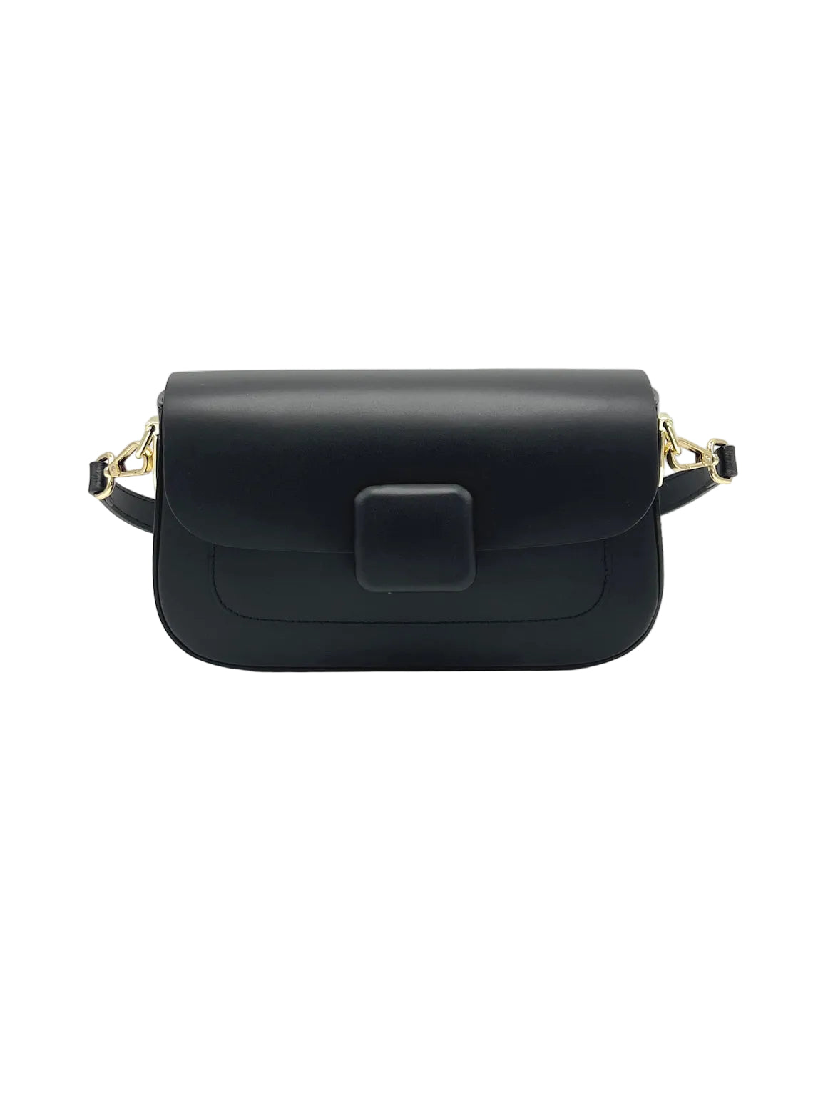 Genuine Leather Minimalist Baguette Shoulder Bag, Made in Italy, art. 112764