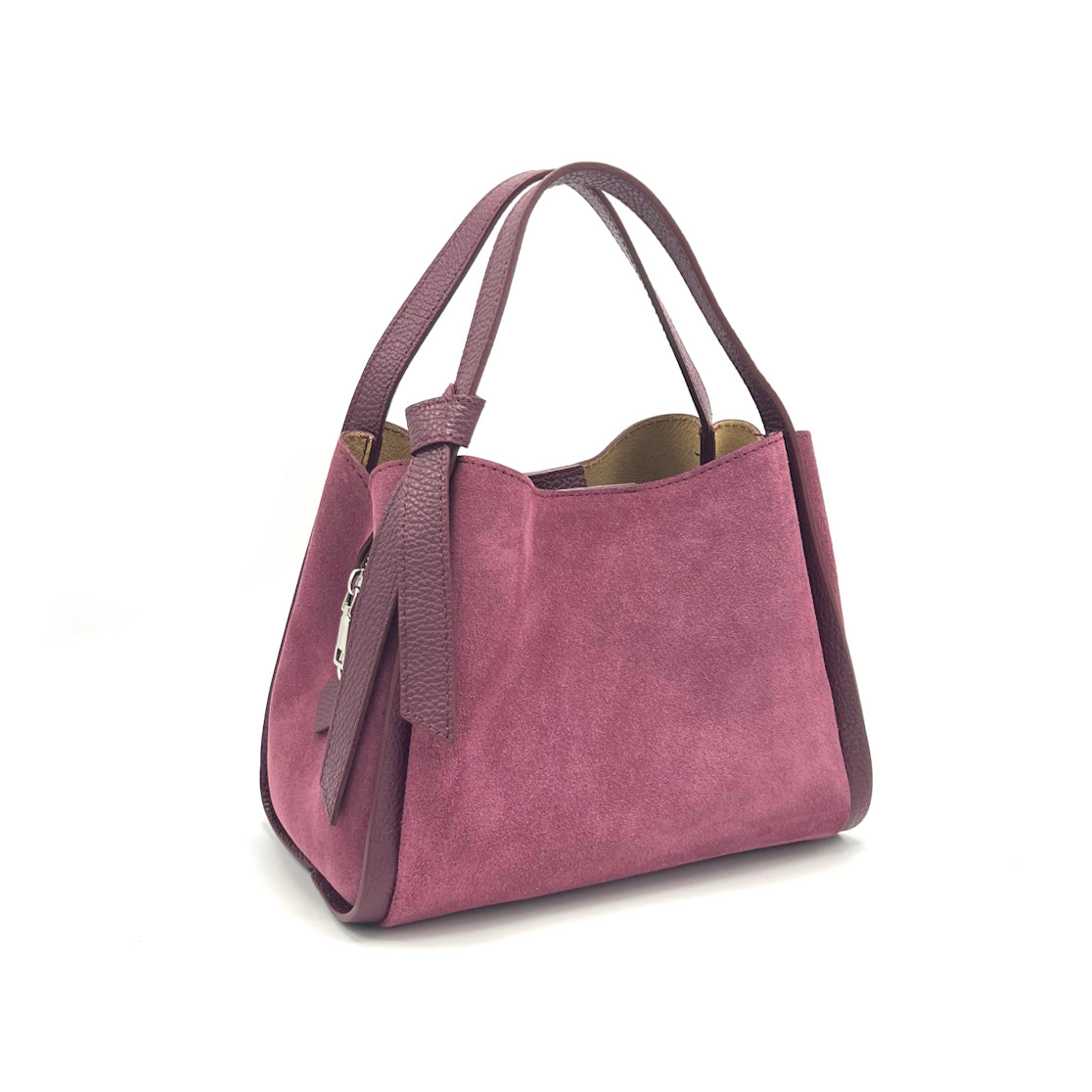 Borsa a mano in pelle scamosciata con tracolla, Made in Italy, art. 112638