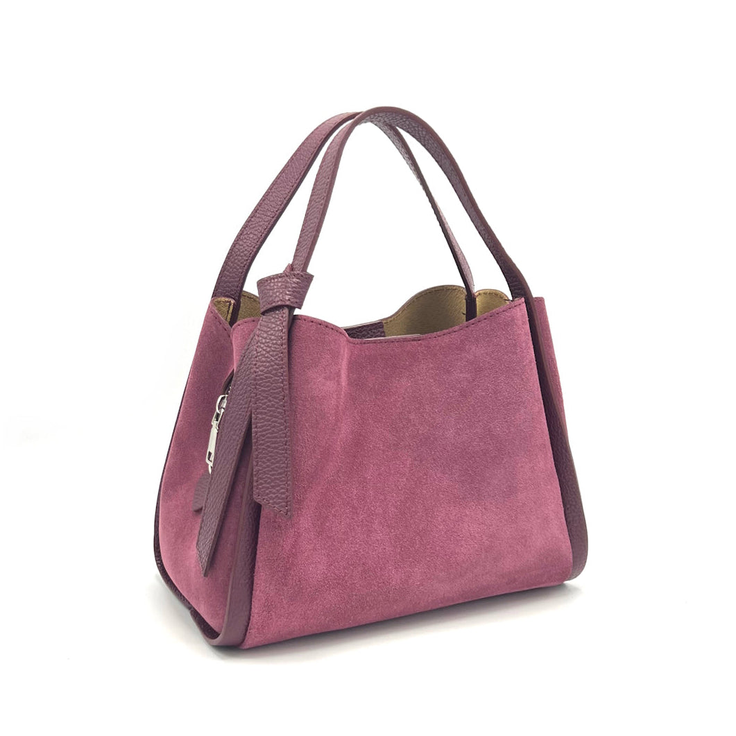 Suede leather handbag with crossbody strap, Made in Italy, art. 112638