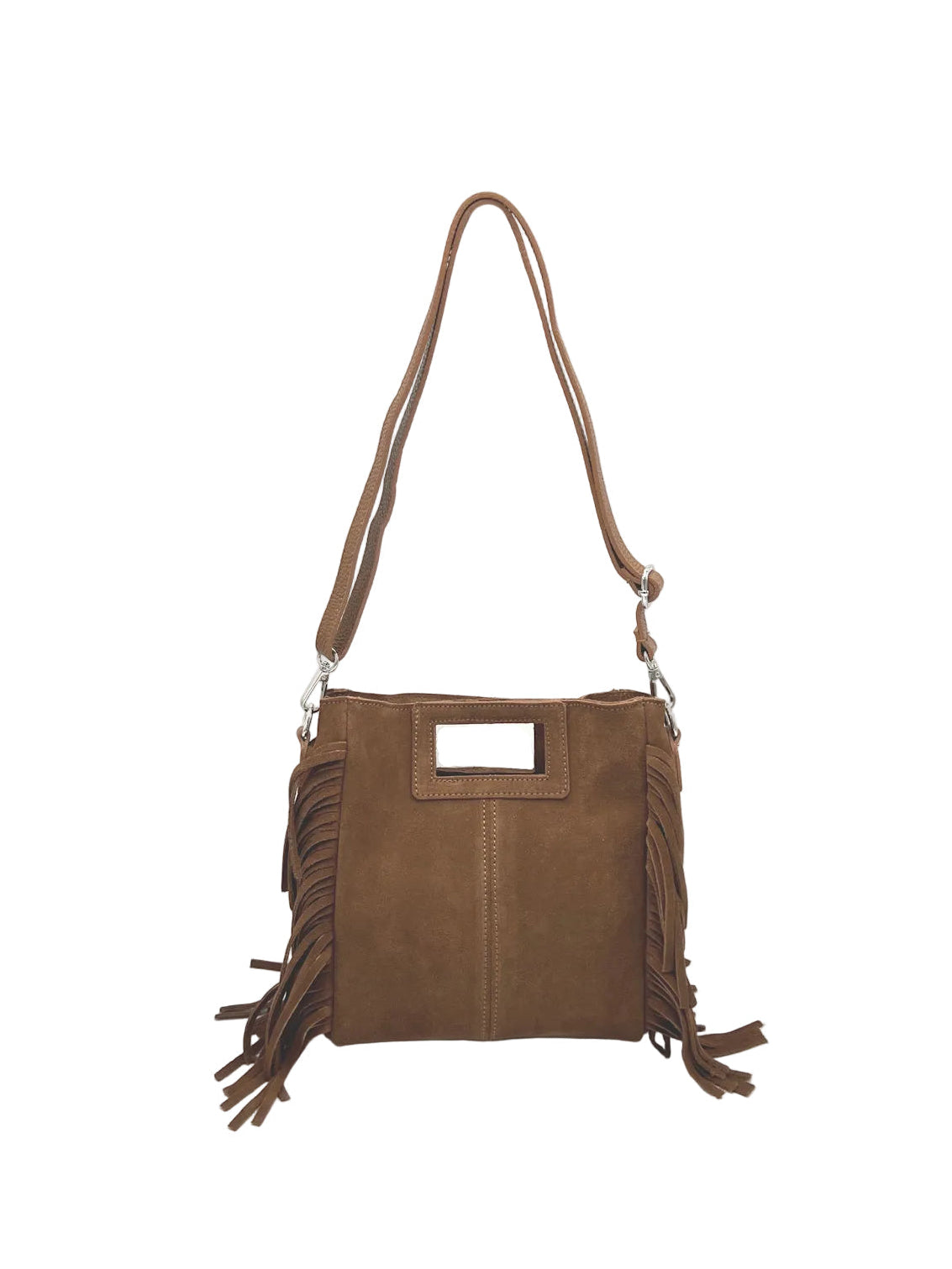Suede fringe handbag, Made in Italy, art. 112623