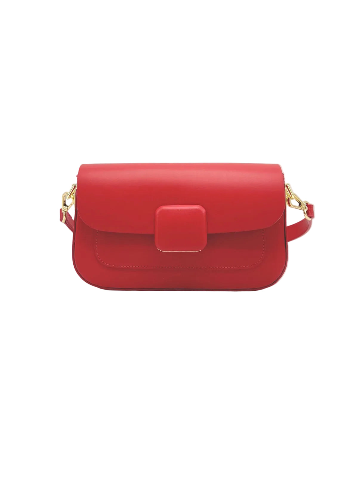 Genuine Leather Minimalist Baguette Shoulder Bag, Made in Italy, art. 112764