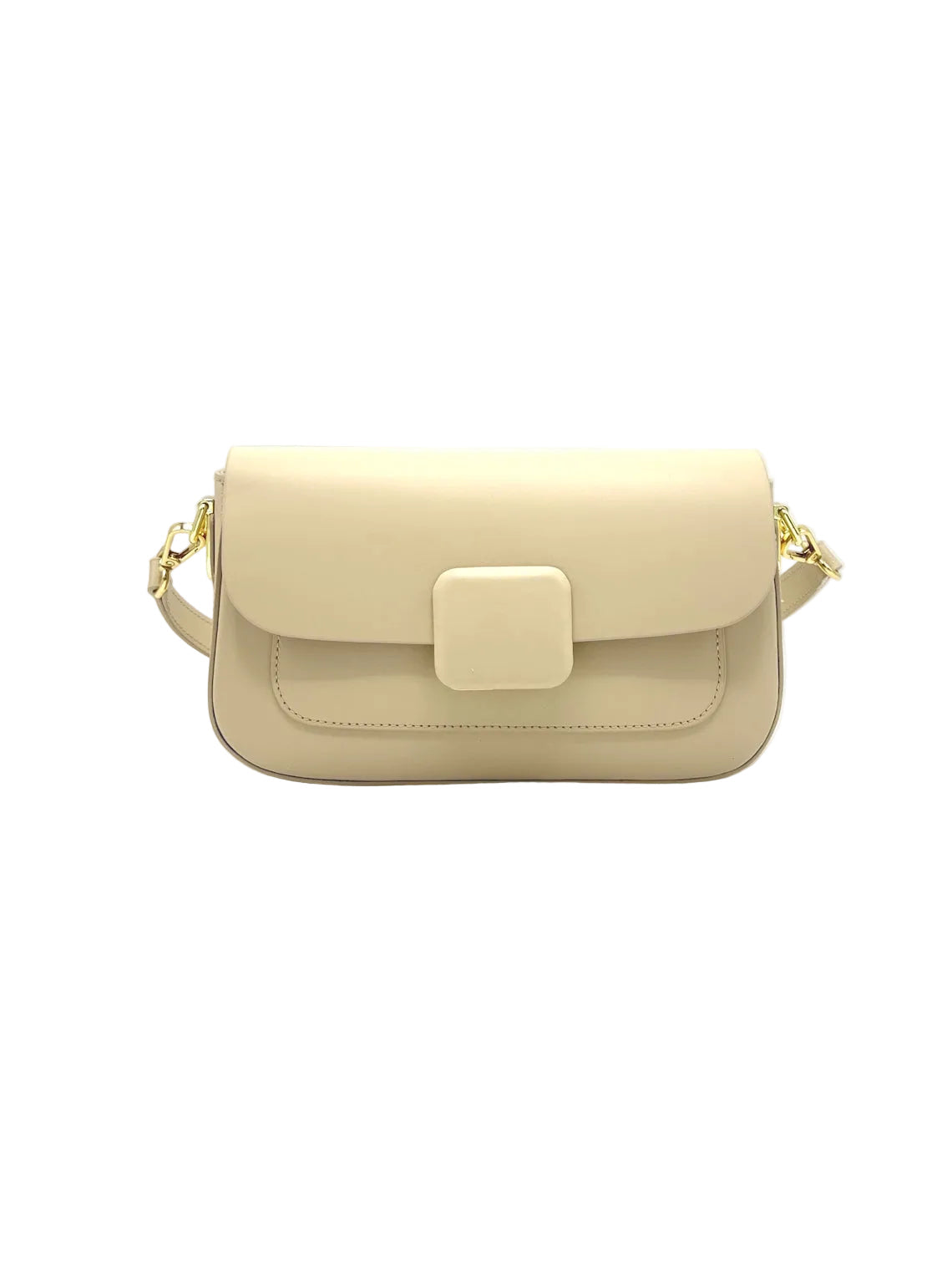 Genuine Leather Minimalist Baguette Shoulder Bag, Made in Italy, art. 112764