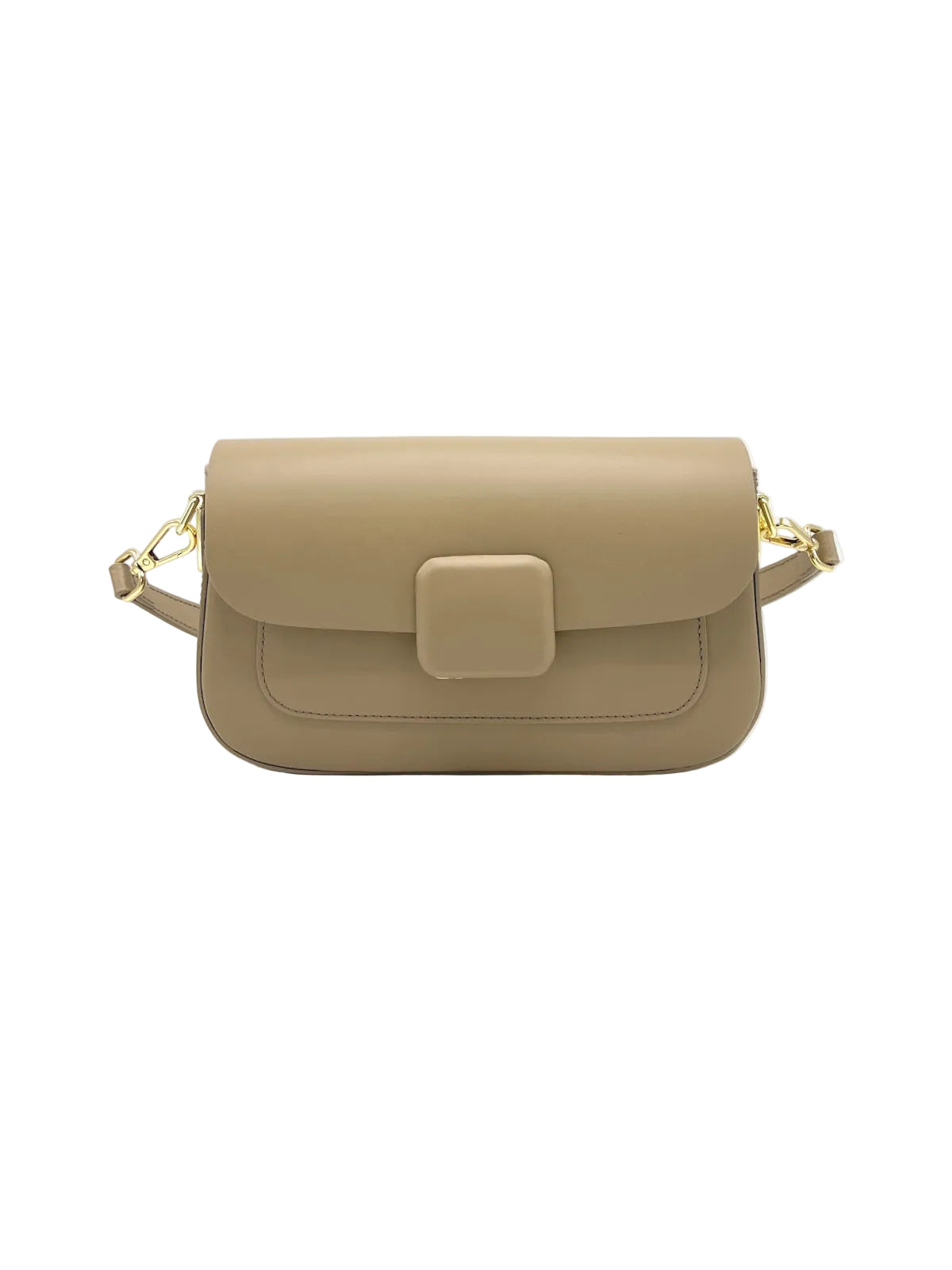 Genuine Leather Minimalist Baguette Shoulder Bag, Made in Italy, art. 112764