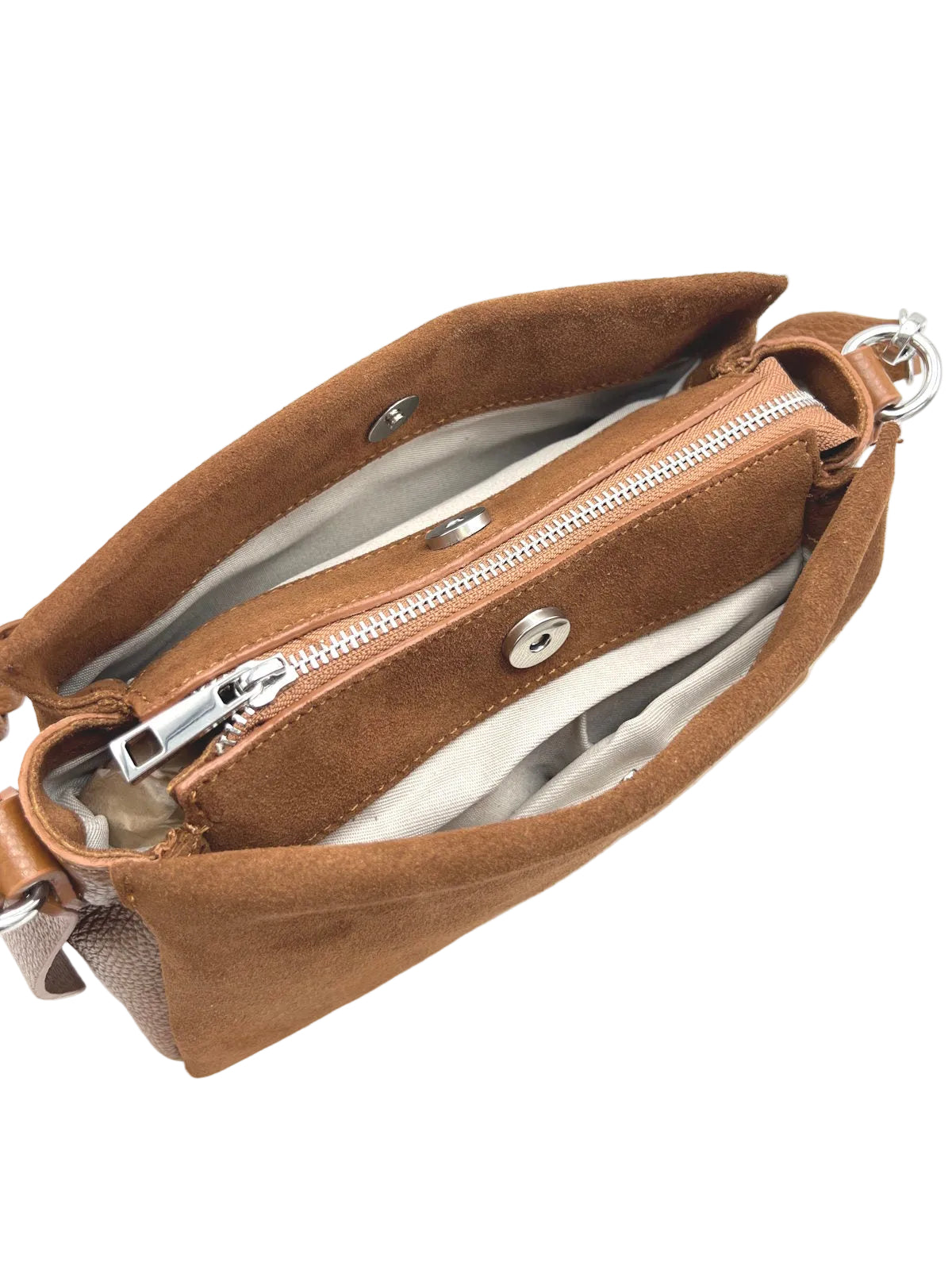 Suede and Genuine Leather Shoulder Bag, Made in Italy, art. 112768