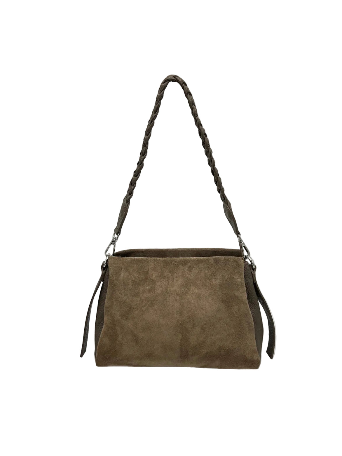Suede and Genuine Leather Shoulder Bag, Made in Italy, art. 112768