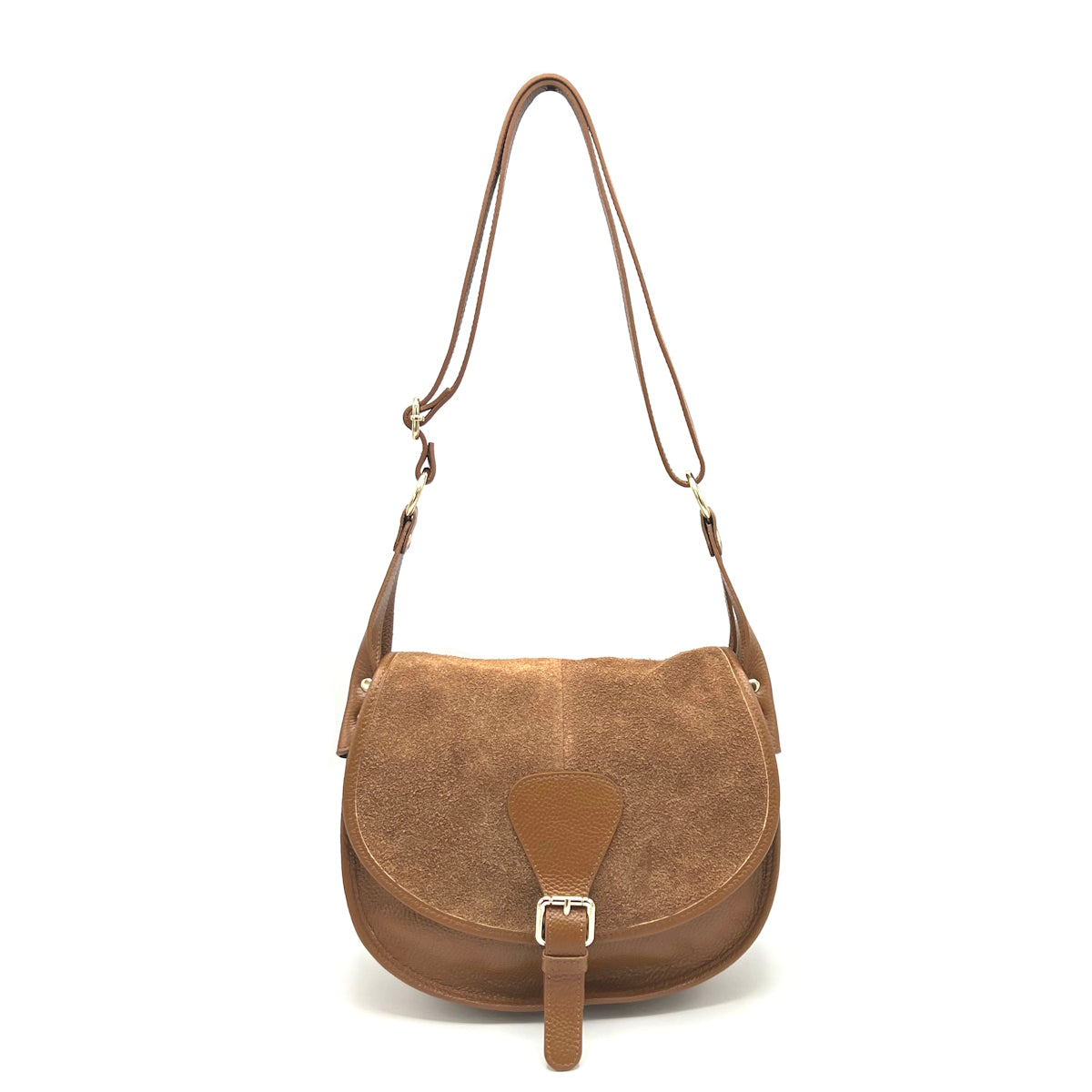 Women's Suede Leather Saddle Bag, Made in Italy, art. 112642New