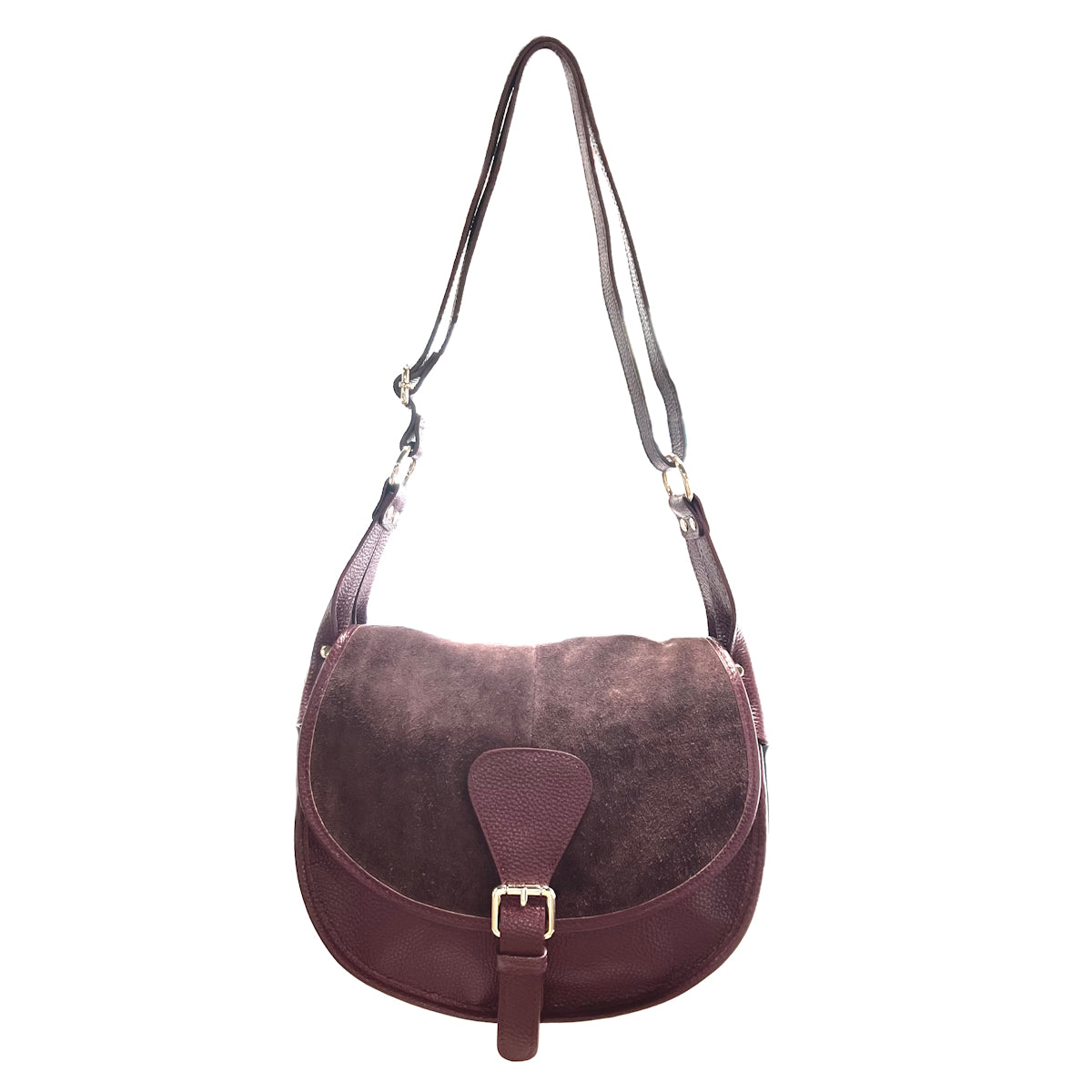 Women's Suede Leather Saddle Bag, Made in Italy, art. 112642New