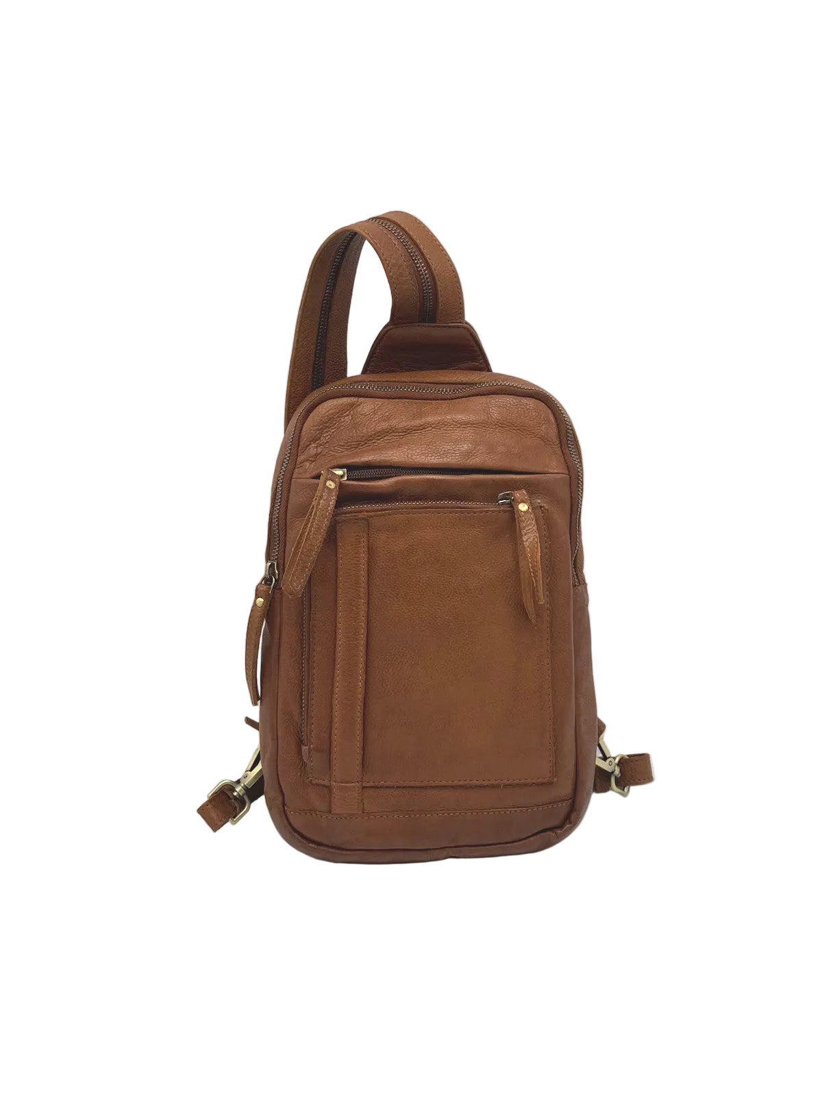Men's Genuine Leather Convertible Backpack Crossbody Bag, art. 2020