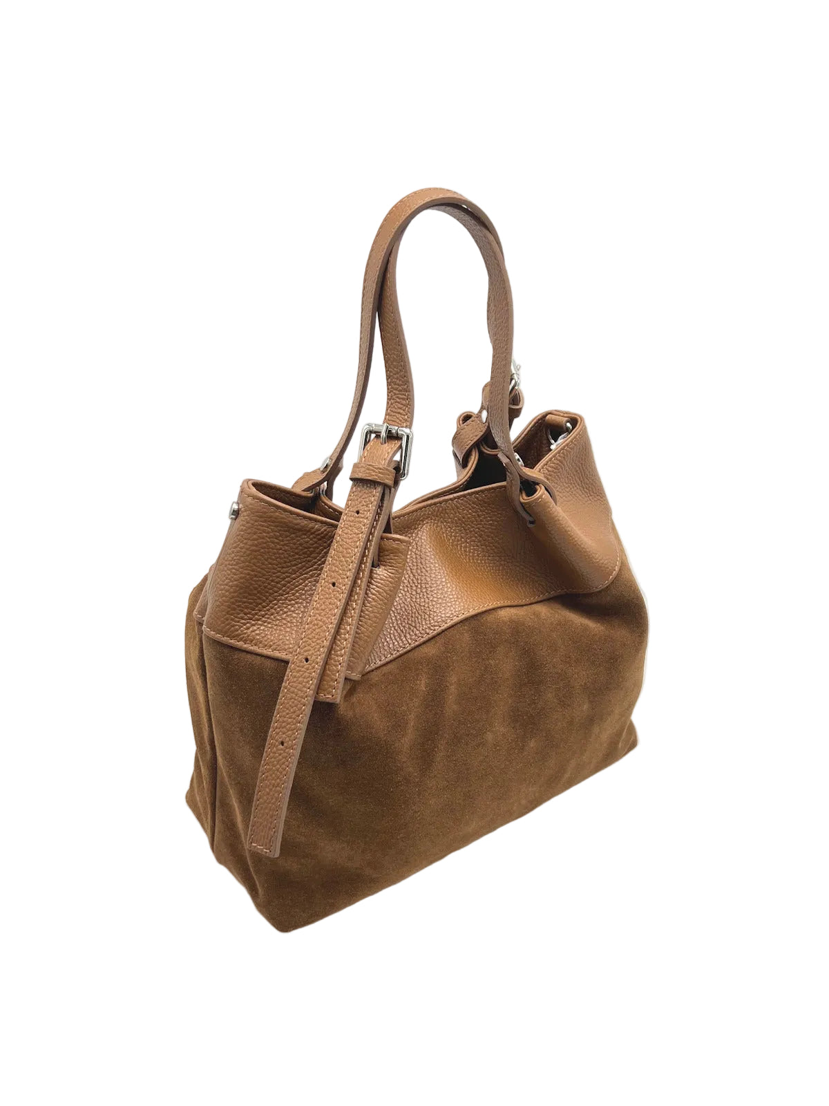 Suede and Genuine Leather Shoulder Bag, Made in Italy, art. 112765
