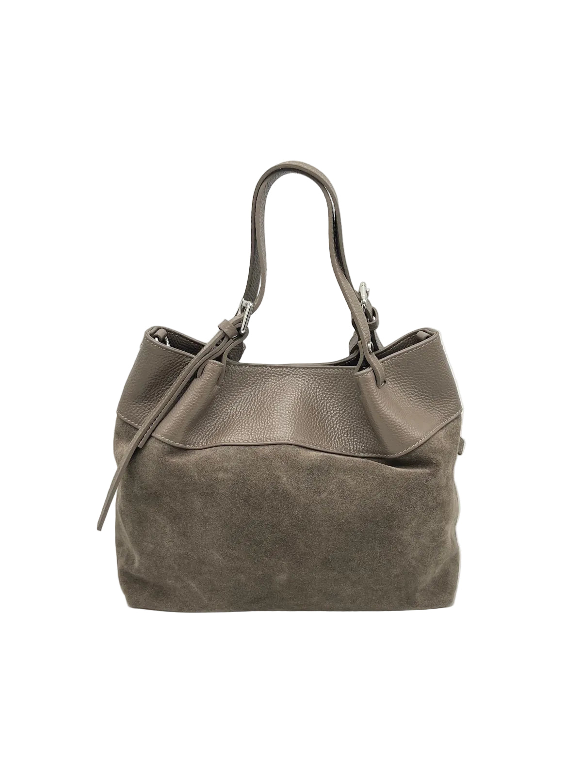 Suede and Genuine Leather Shoulder Bag, Made in Italy, art. 112765
