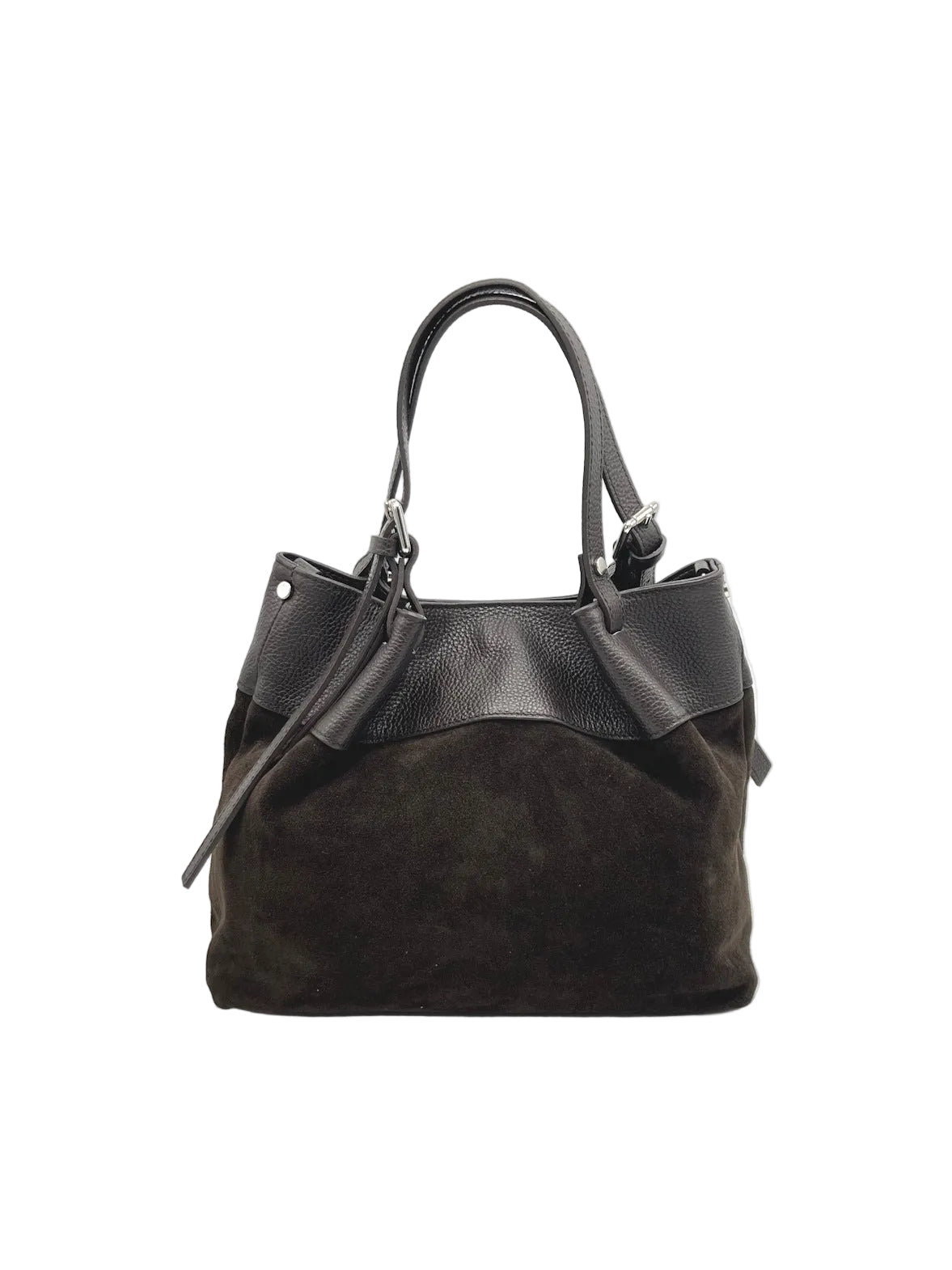 Suede and Genuine Leather Shoulder Bag, Made in Italy, art. 112765