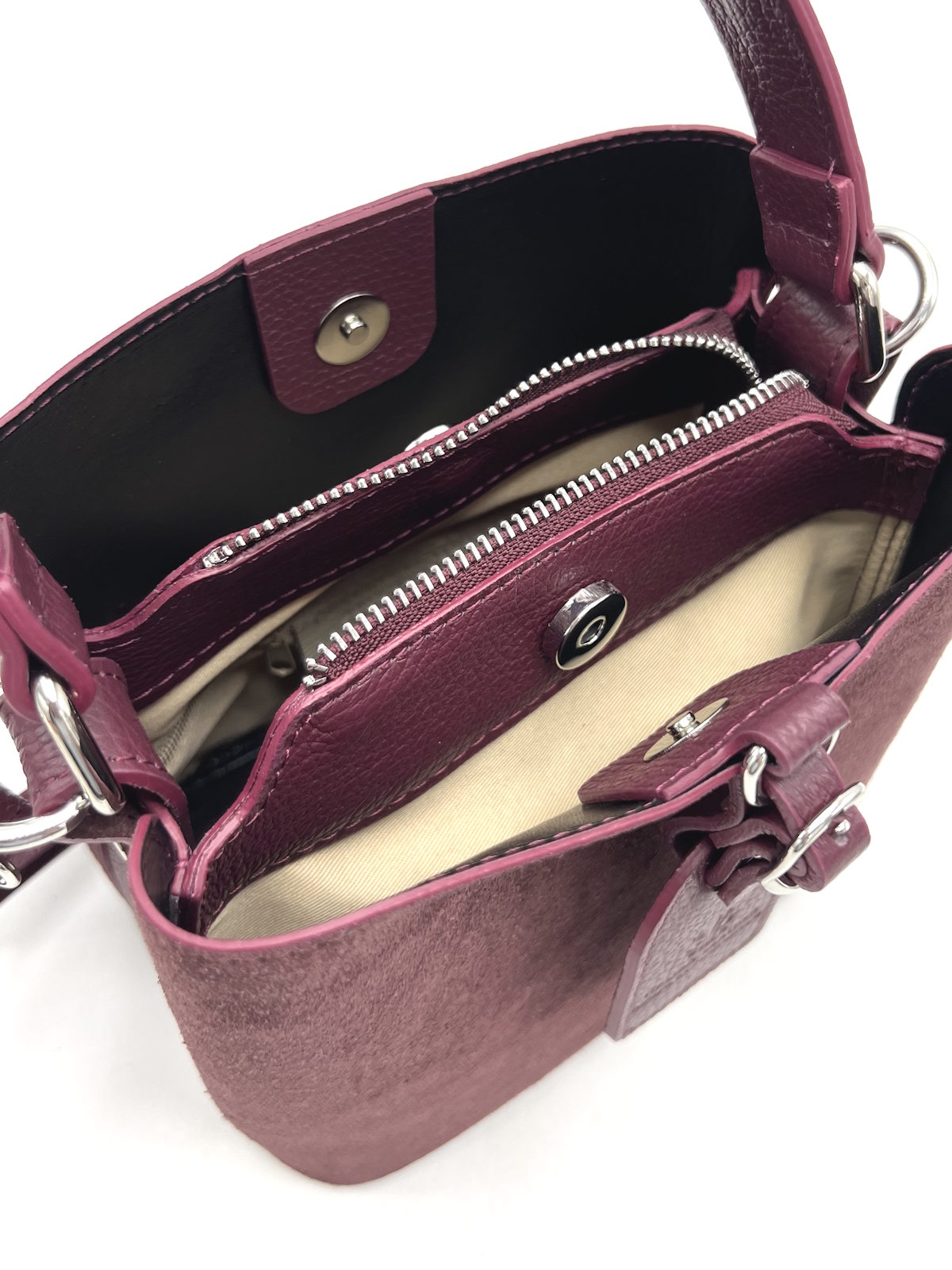 Suede Top Handle Bucket Tote, Made in Italy, art. 112771
