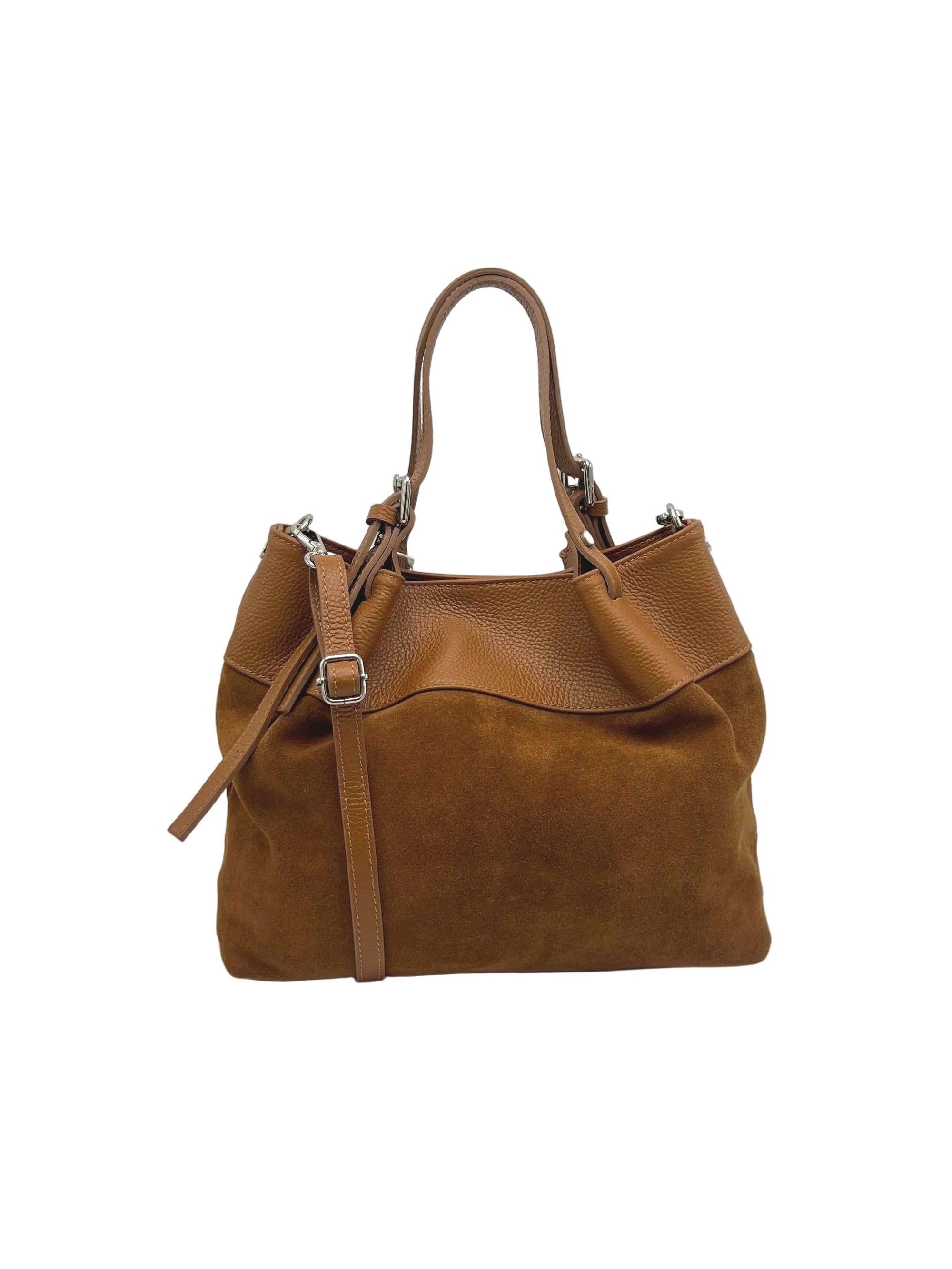 Suede and Genuine Leather Shoulder Bag, Made in Italy, art. 112765