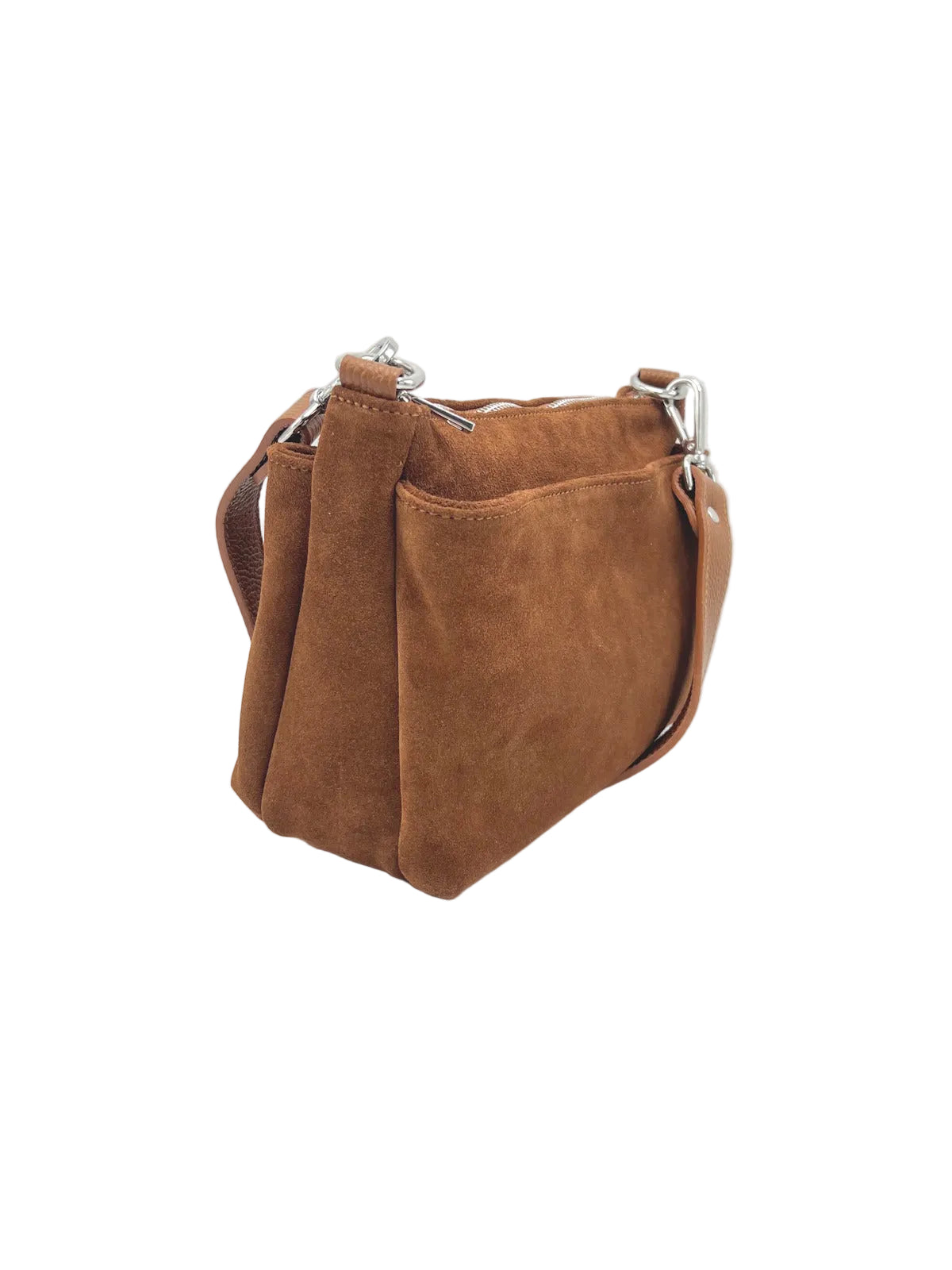 Triple Compartment Suede Crossbody Bag, Made in Italy, art. 112772