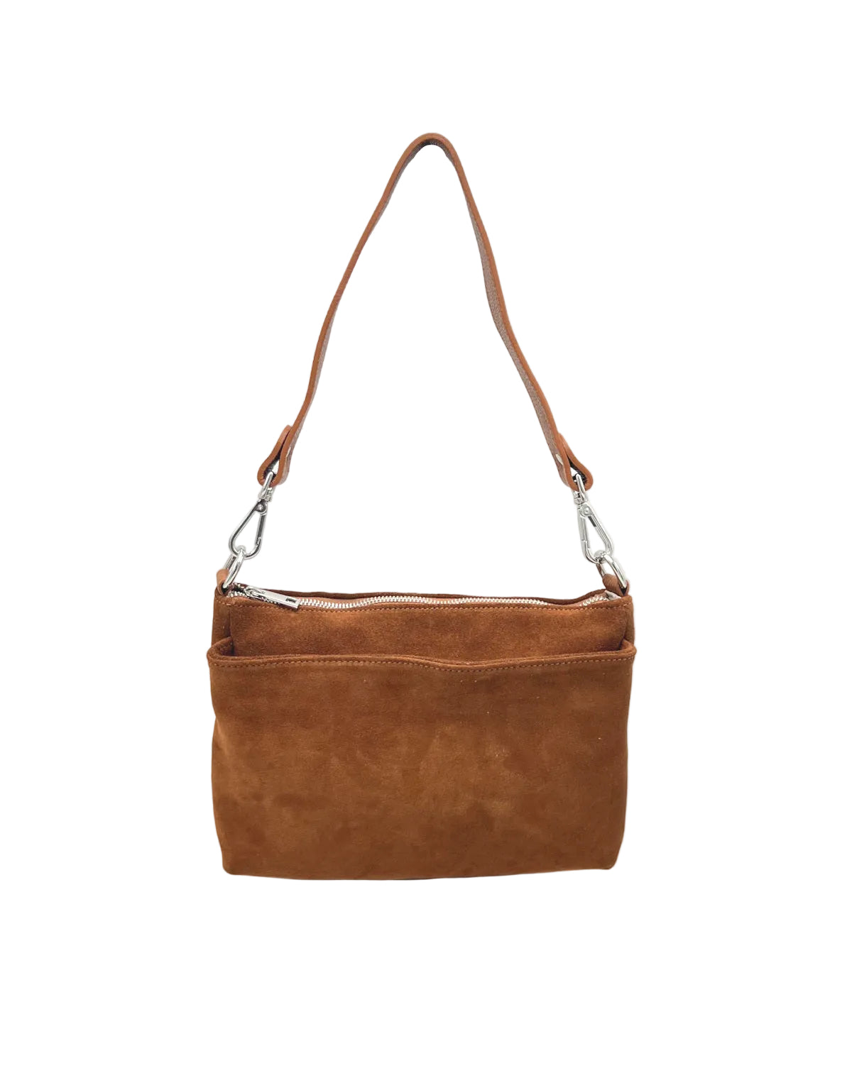 Triple Compartment Suede Crossbody Bag, Made in Italy, art. 112772