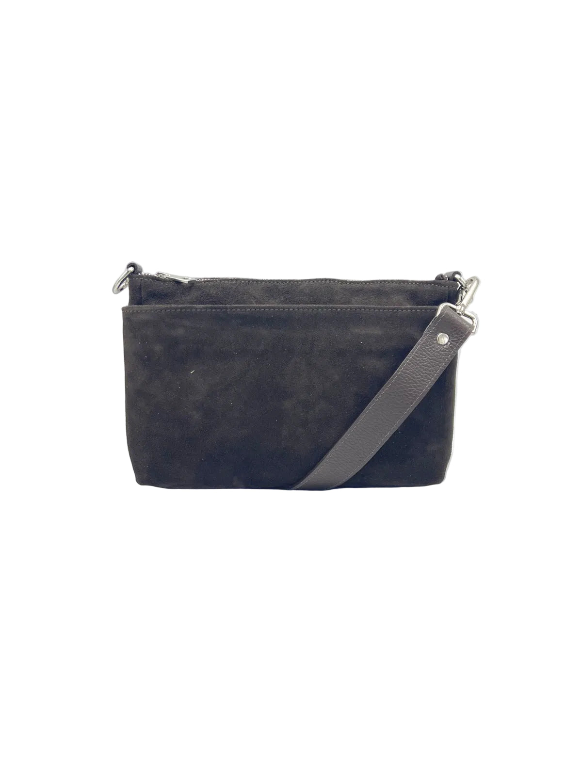 Triple Compartment Suede Crossbody Bag, Made in Italy, art. 112772