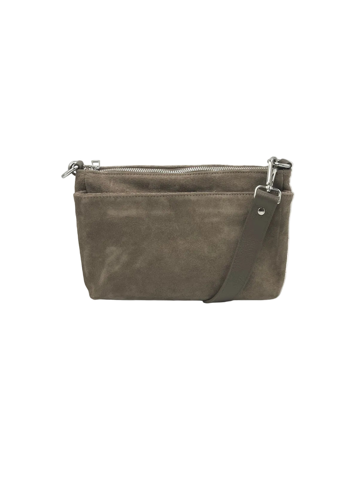 Triple Compartment Suede Crossbody Bag, Made in Italy, art. 112772