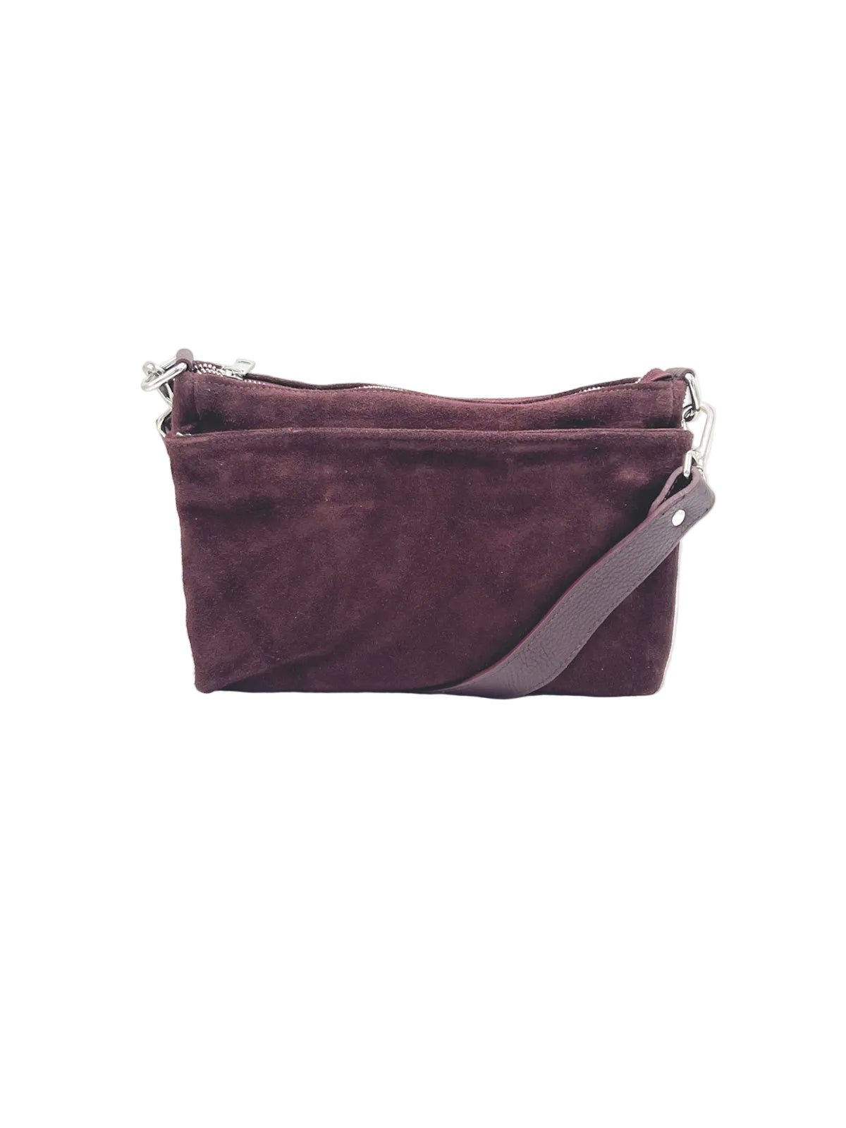 Triple Compartment Suede Crossbody Bag, Made in Italy, art. 112772
