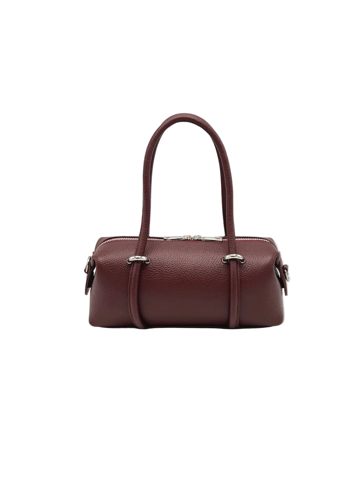 Small Genuine Leather Boston Bag with Detachable Shoulder Strap, Made in Italy, Art. 112774