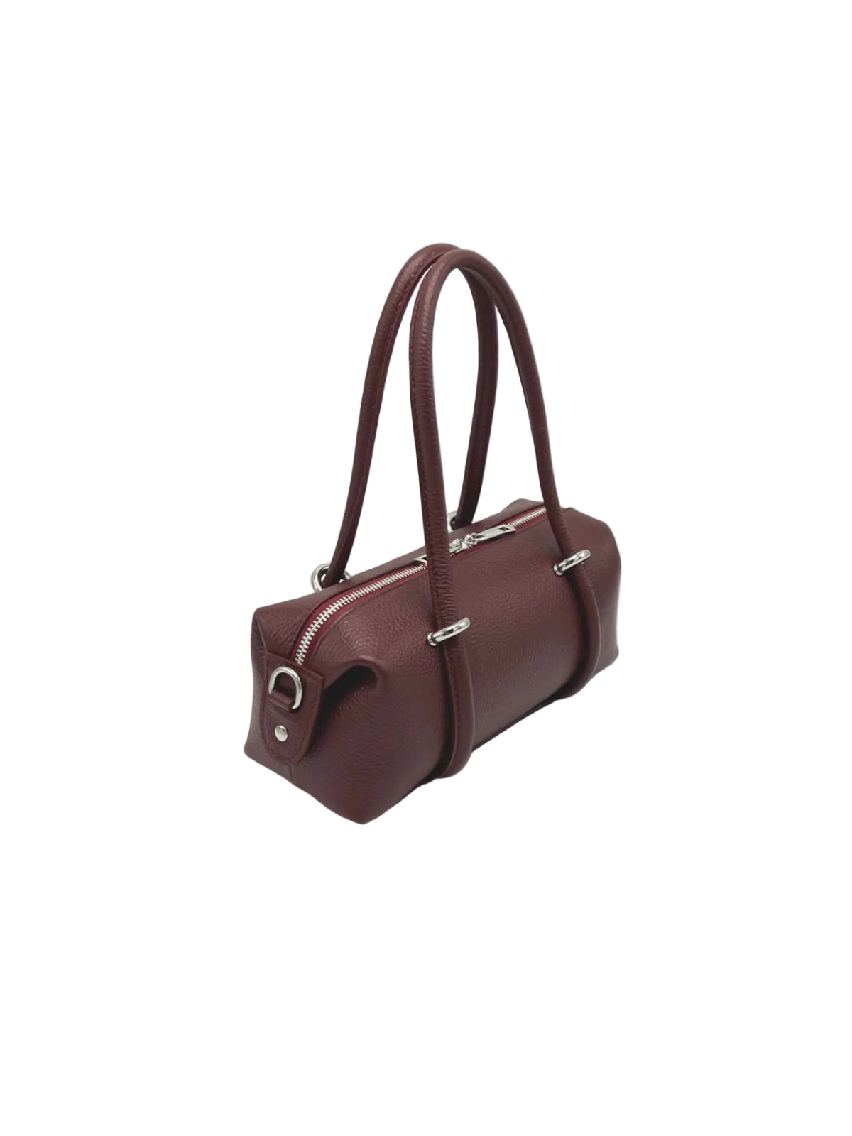 Small Genuine Leather Boston Bag with Detachable Shoulder Strap, Made in Italy, Art. 112774
