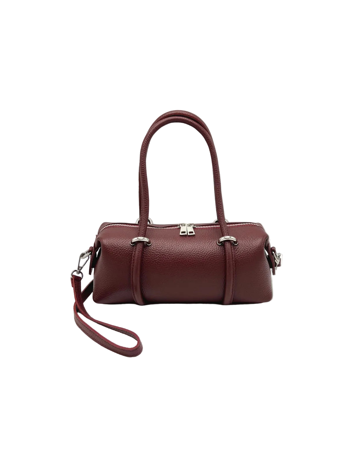 Small Genuine Leather Boston Bag with Detachable Shoulder Strap, Made in Italy, Art. 112774