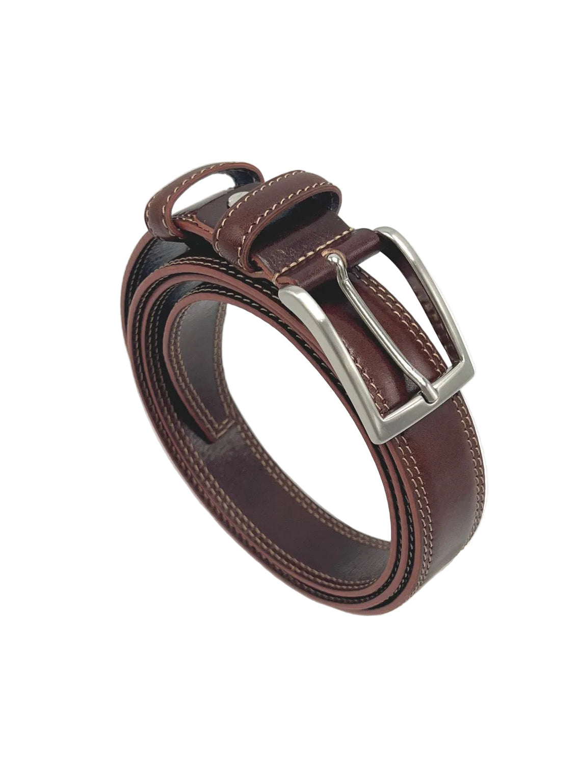 Classic Genuine Leather 28mm Men's Belt with Double-Row Stitching, Made in Italy, art. 030/3.391