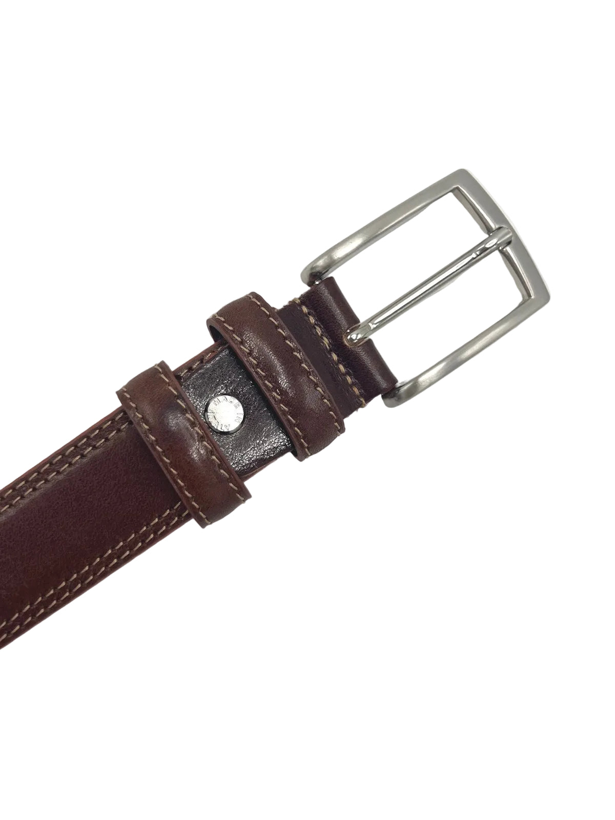 Classic Genuine Leather 28mm Men's Belt with Double-Row Stitching, Made in Italy, art. 030/3.391