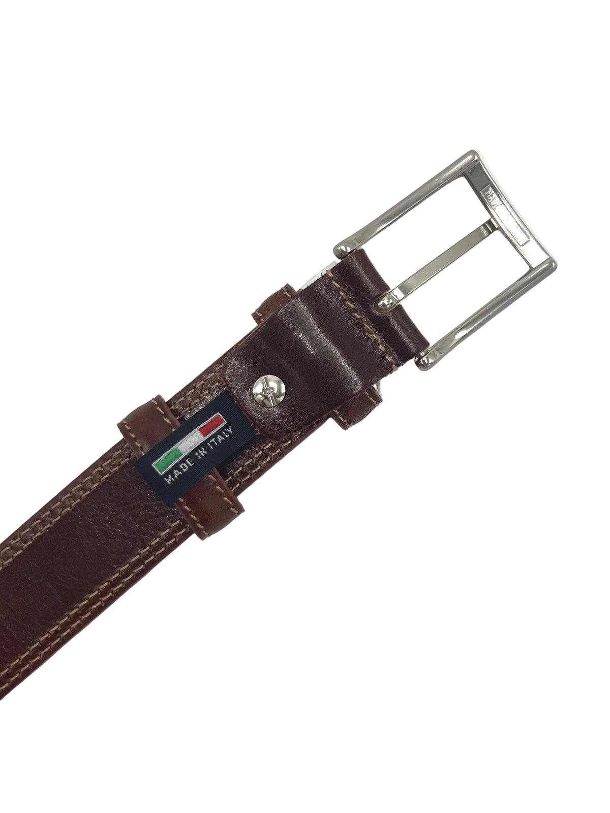 Classic Genuine Leather 28mm Men's Belt with Double-Row Stitching, Made in Italy, art. 030/3.391