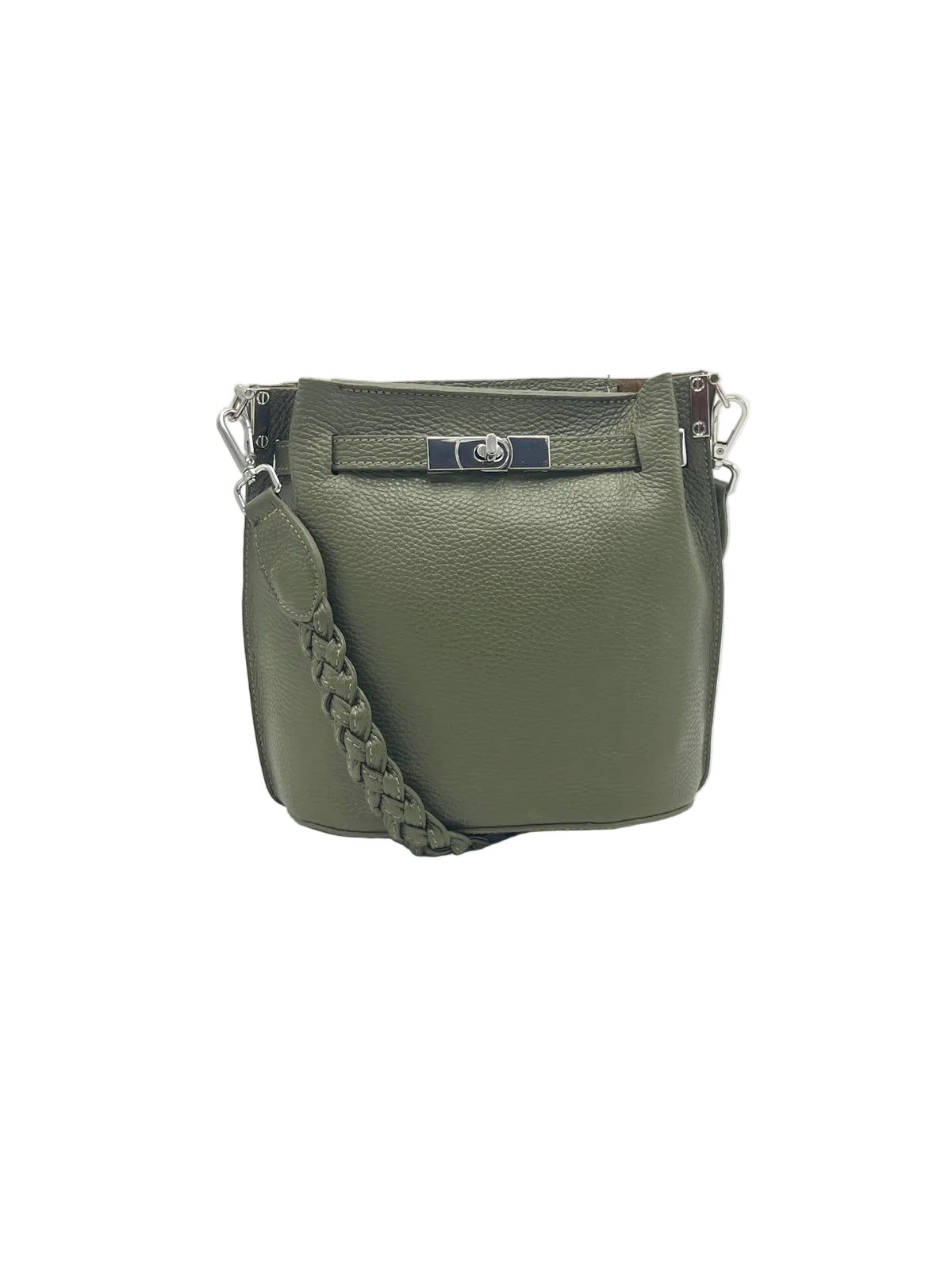 Small Braided Lock Shoulder Bag with Detachable Crossbody Strap, Made in Italy, Art. 112775
