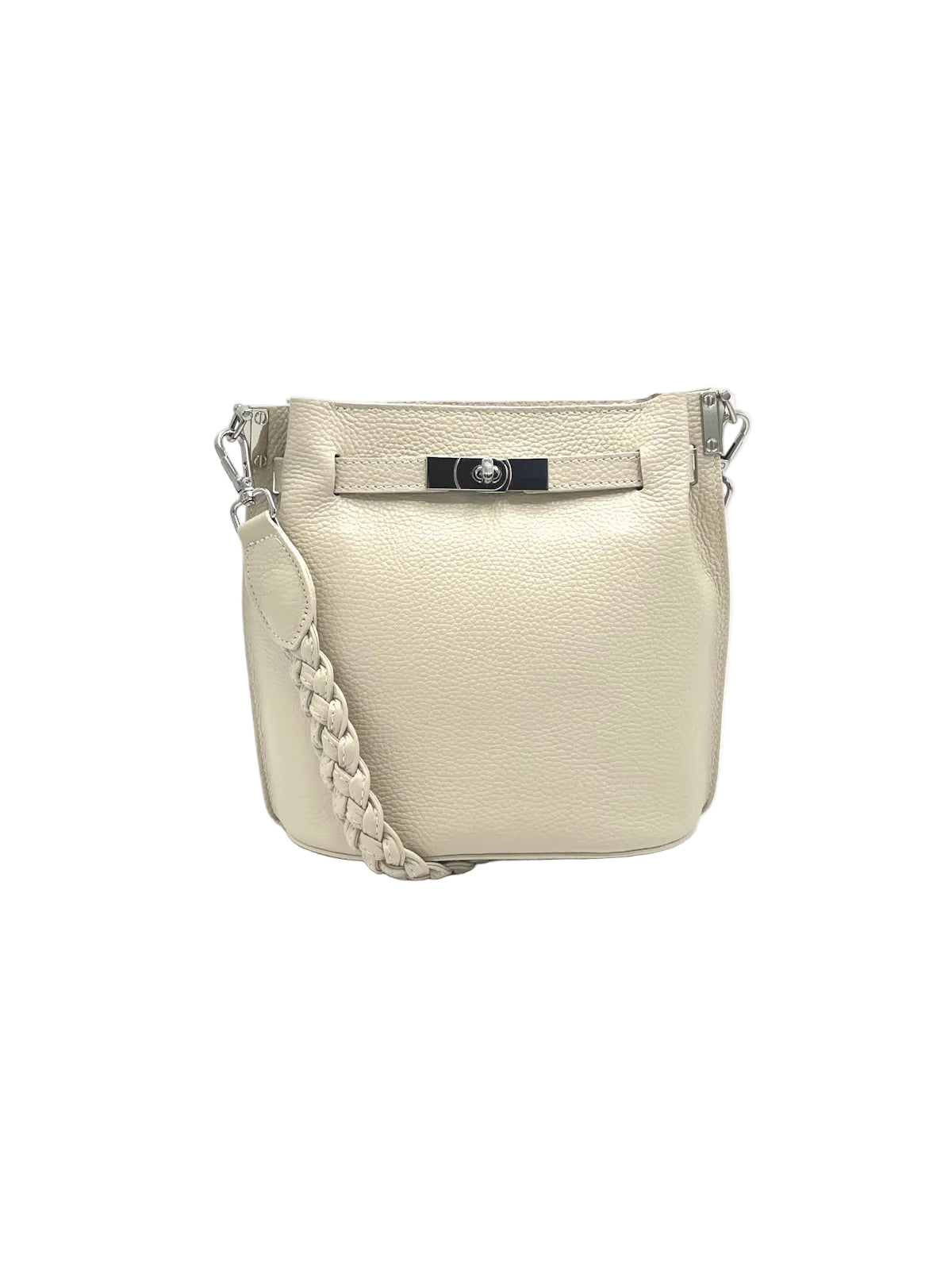 Small Braided Lock Shoulder Bag with Detachable Crossbody Strap, Made in Italy, Art. 112775