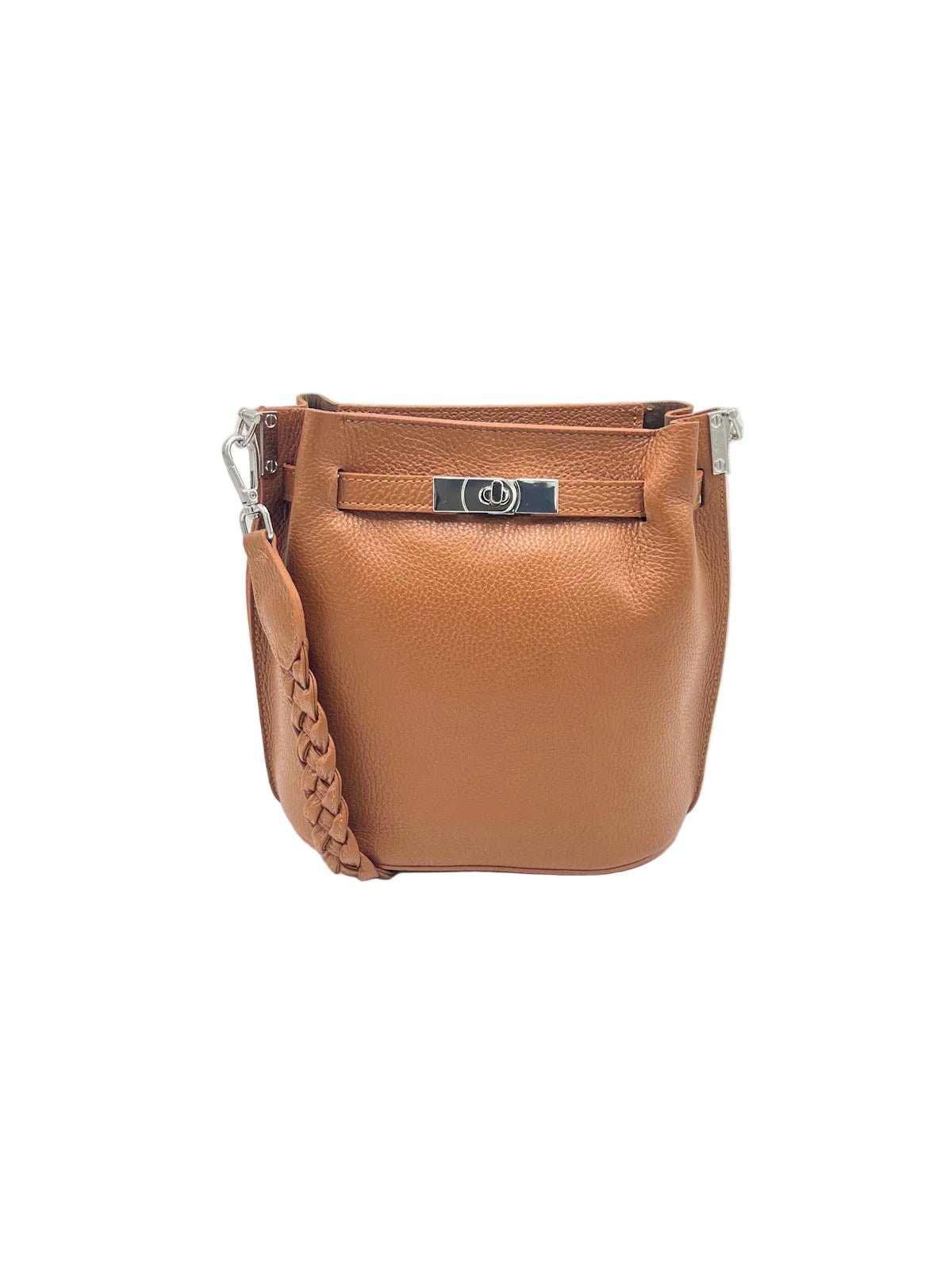 Small Braided Lock Shoulder Bag with Detachable Crossbody Strap, Made in Italy, Art. 112775