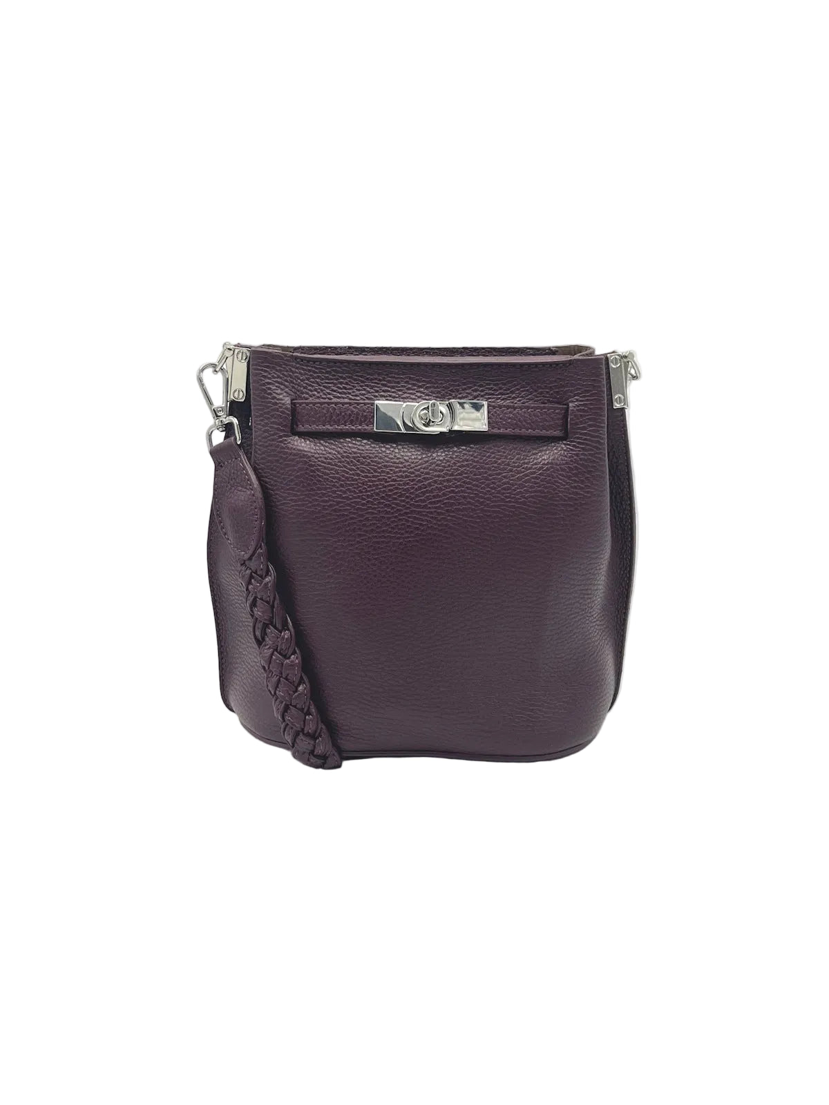 Small Braided Lock Shoulder Bag with Detachable Crossbody Strap, Made in Italy, Art. 112775