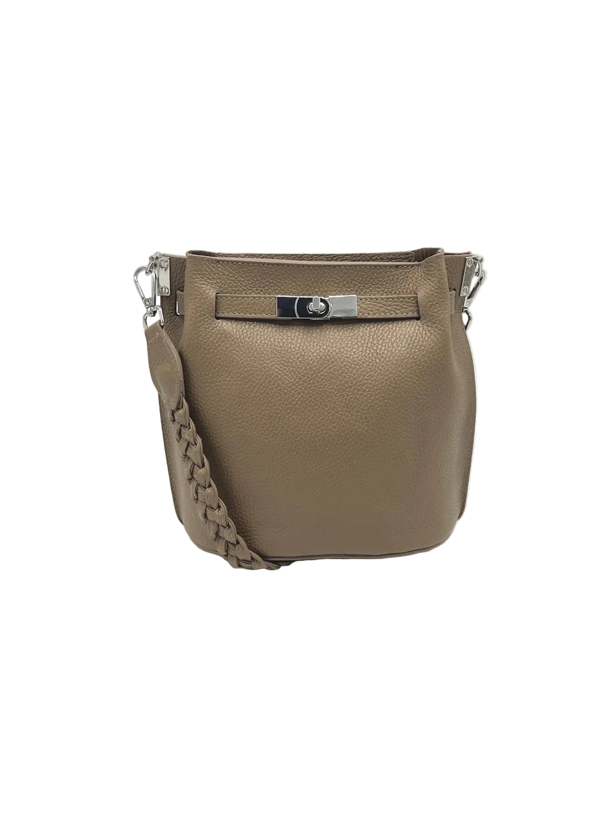 Small Braided Lock Shoulder Bag with Detachable Crossbody Strap, Made in Italy, Art. 112775