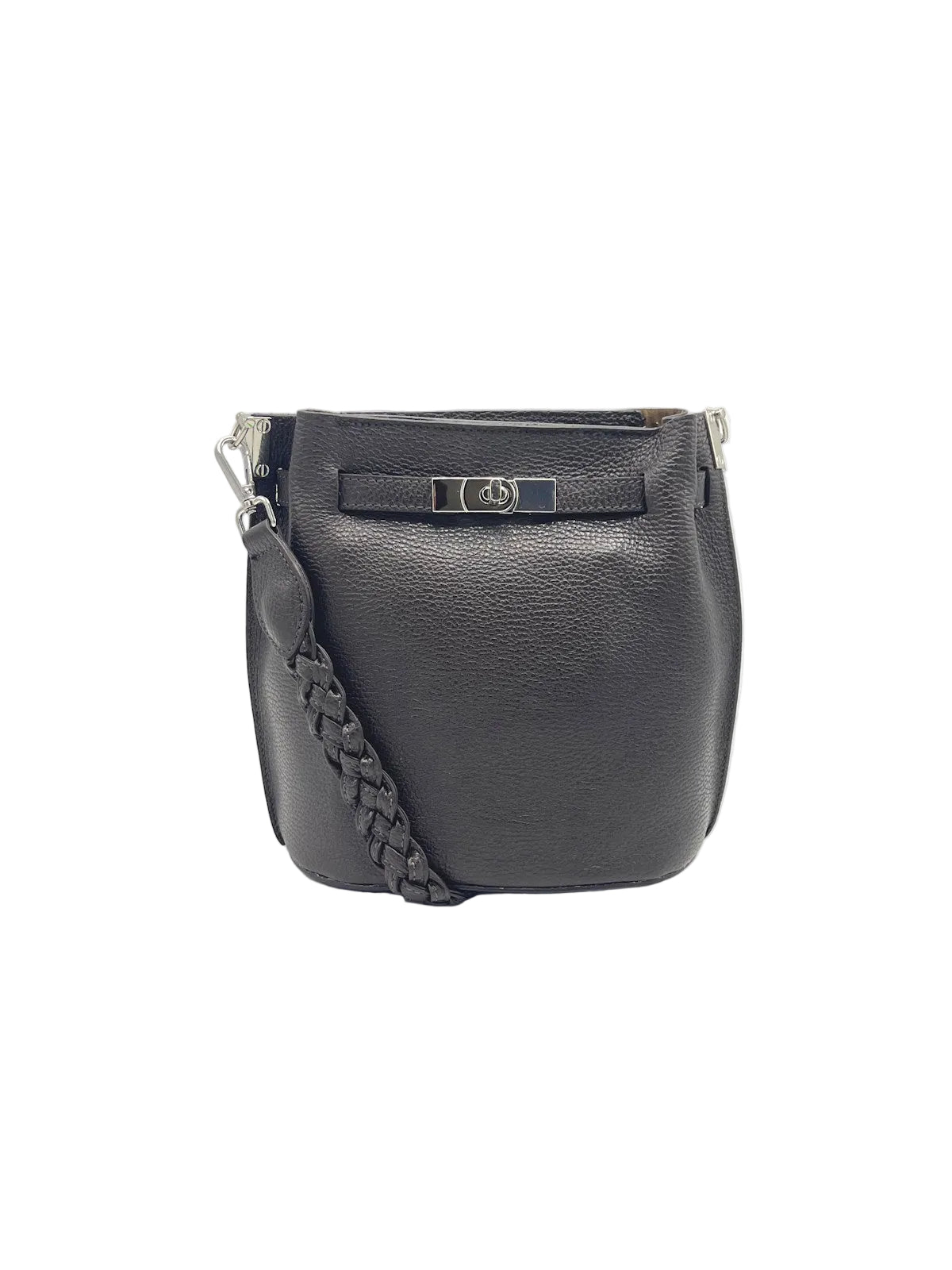 Small Braided Lock Shoulder Bag with Detachable Crossbody Strap, Made in Italy, Art. 112775